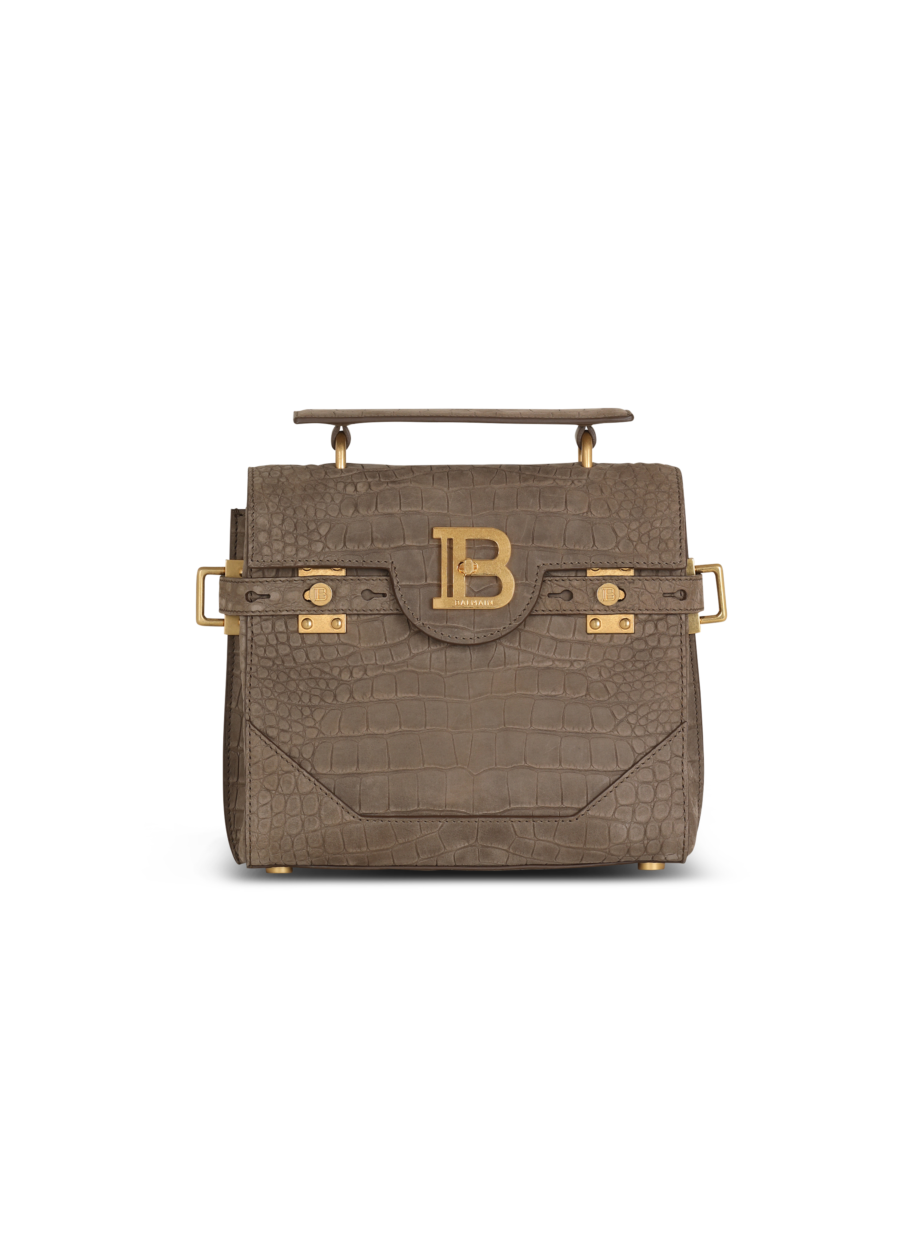 B-Buzz 23 bag in crocodile-embossed leather, grey
