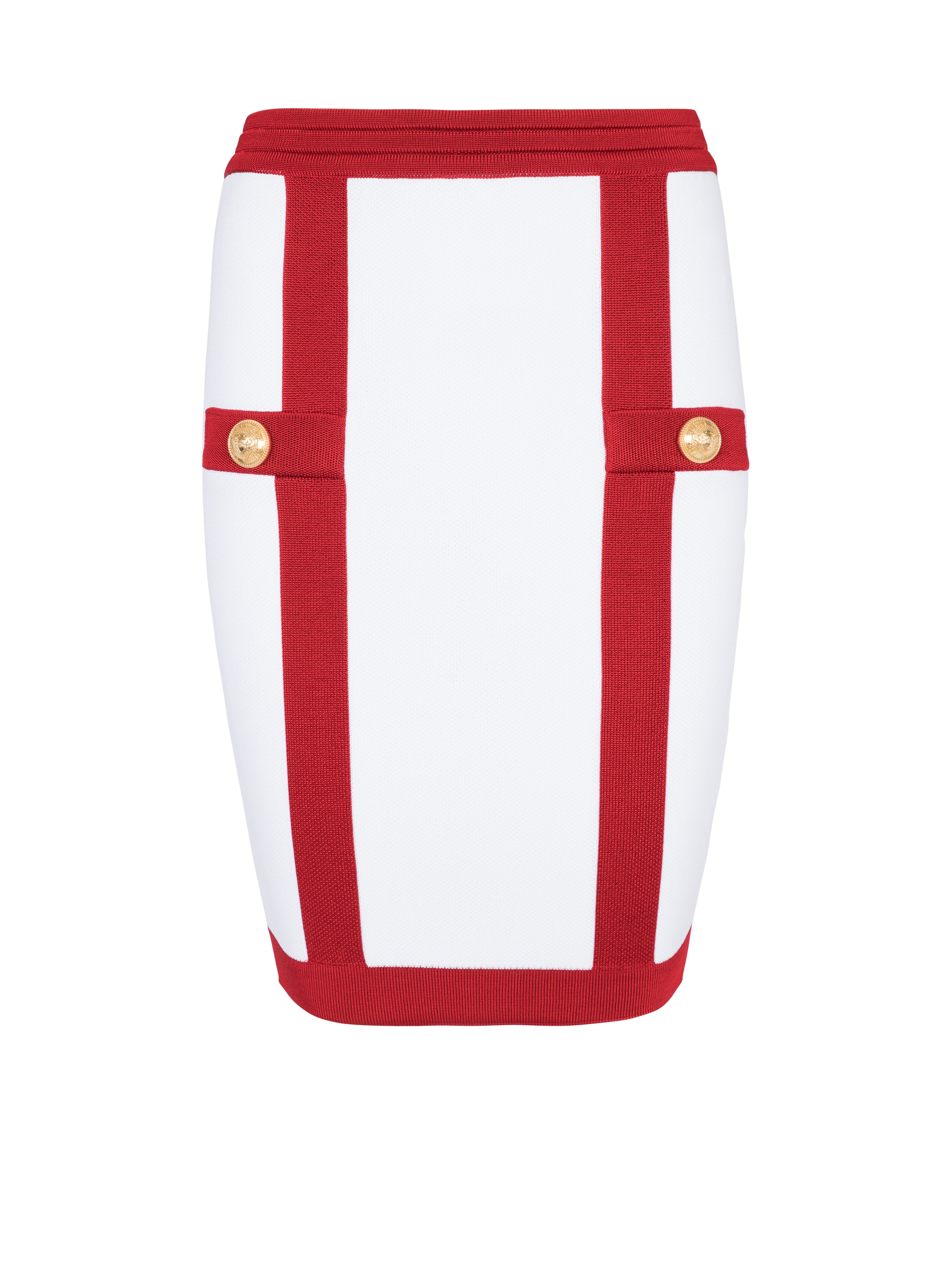金色纽扣缀饰针织半裙, red