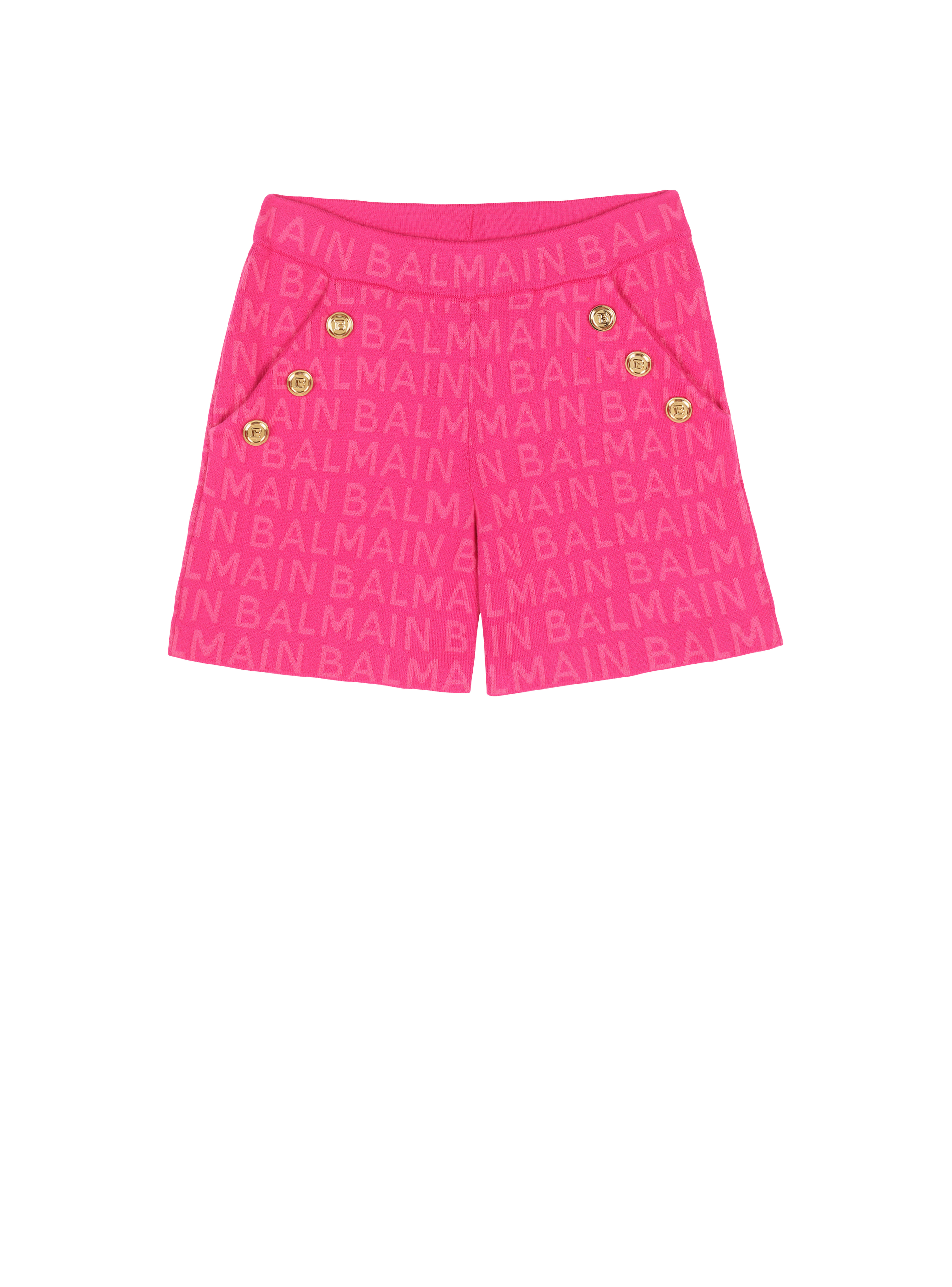Balmain巴尔曼标志棉质短裤, pink