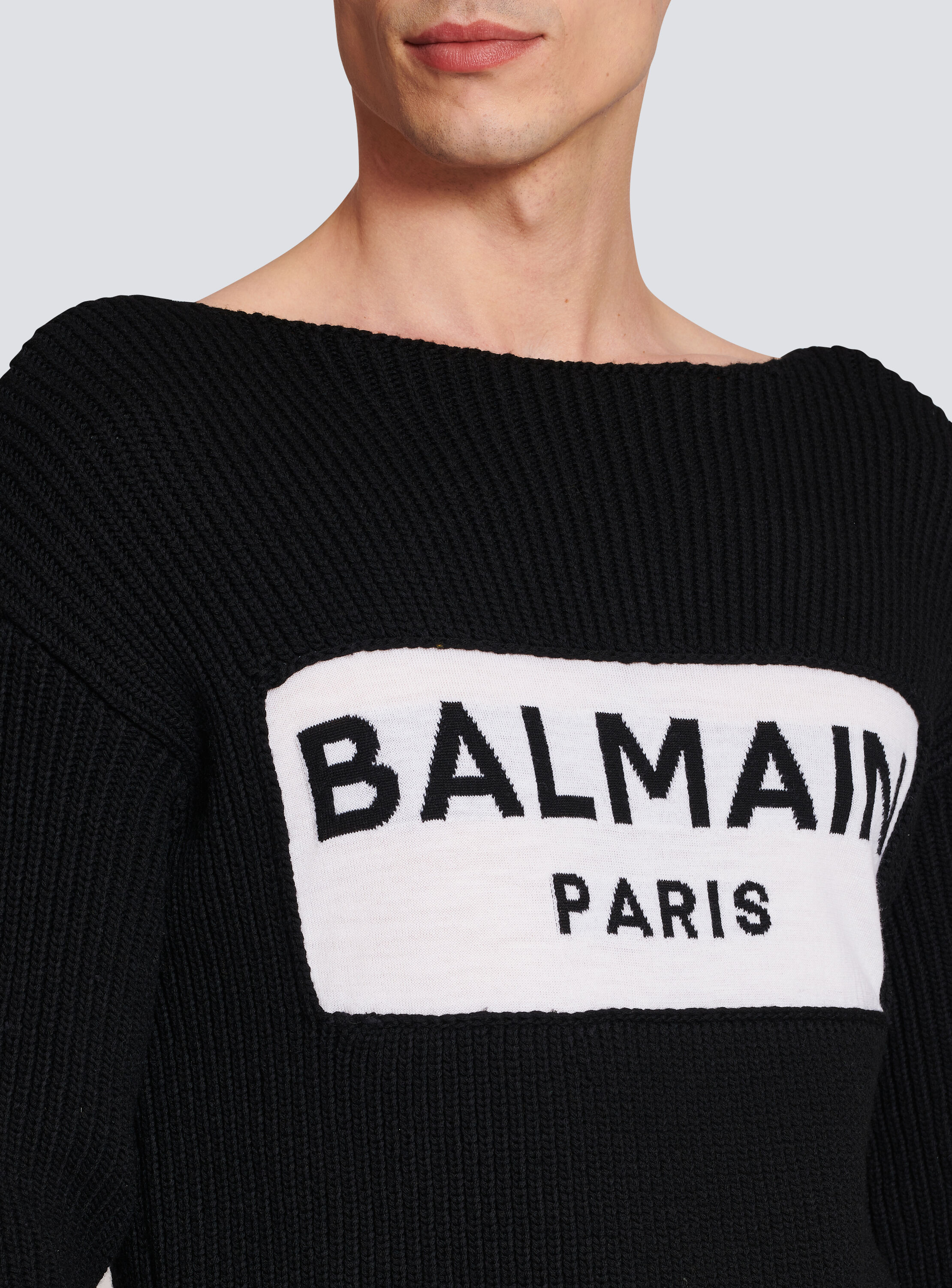Wool jumper with Balmain Paris logo 