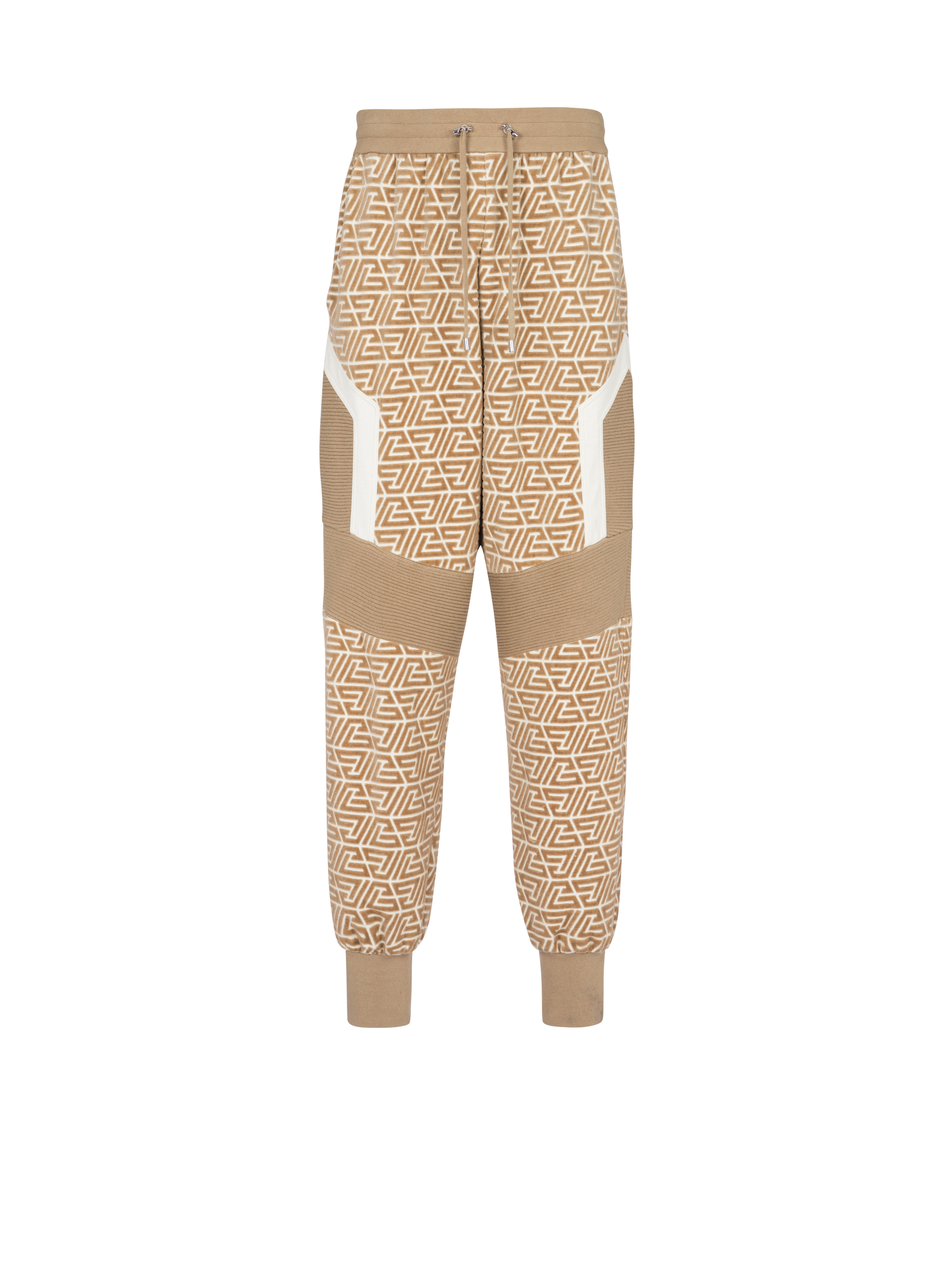 Jogging bottoms with printed pyramid monogram, beige