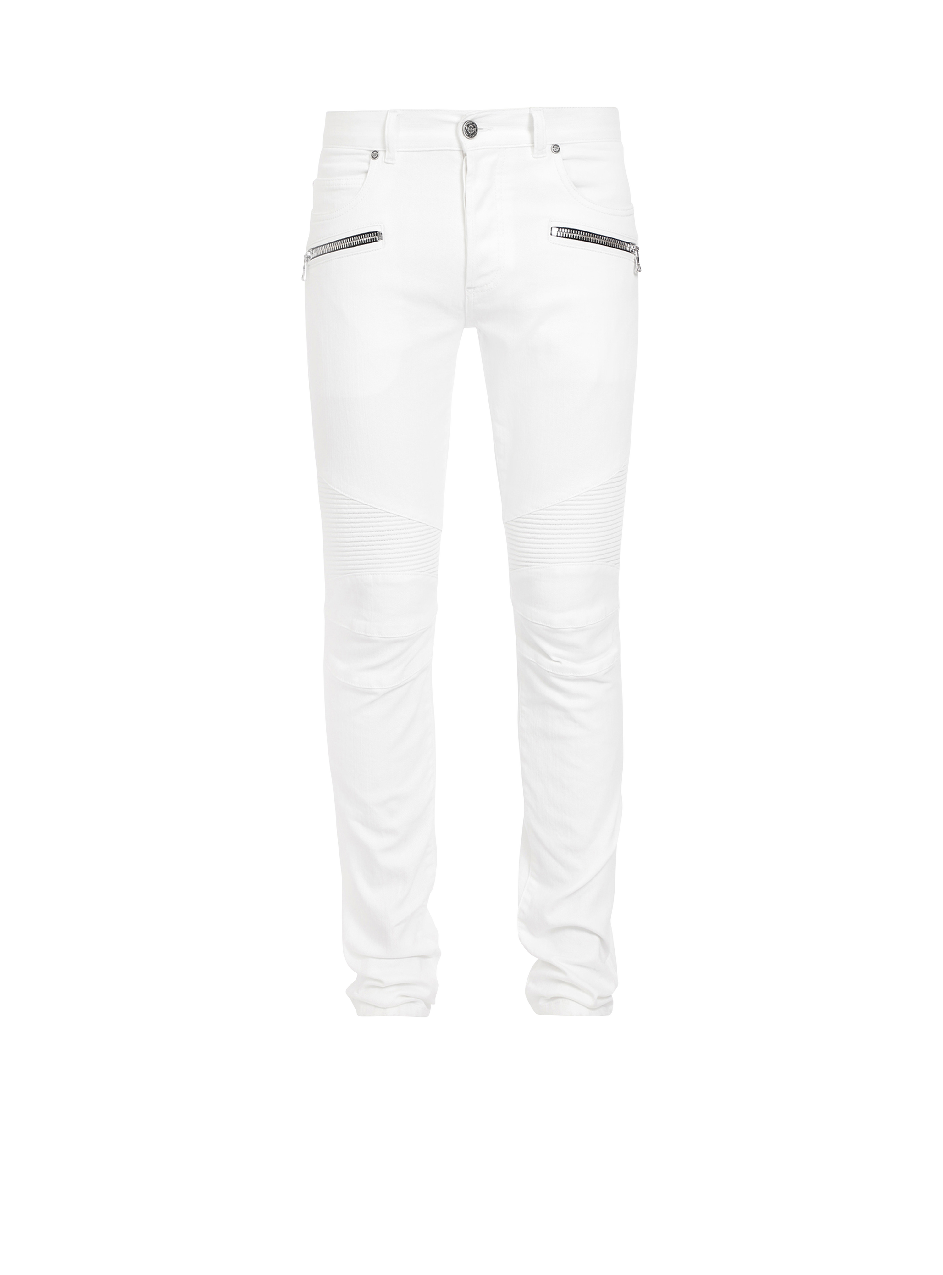 棉质修身牛仔裤, white