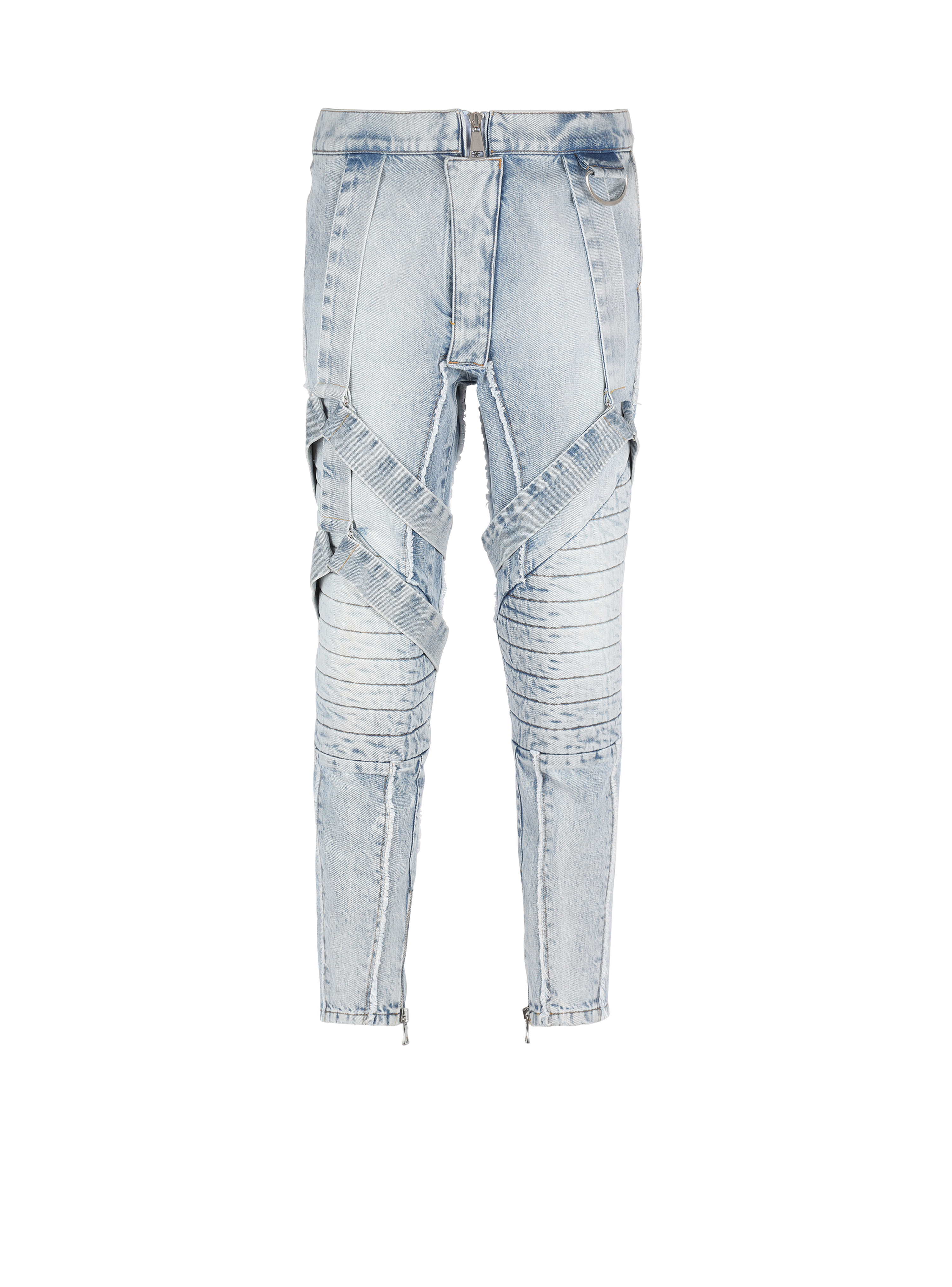 Cotton slim-fit jeans with straps, blue