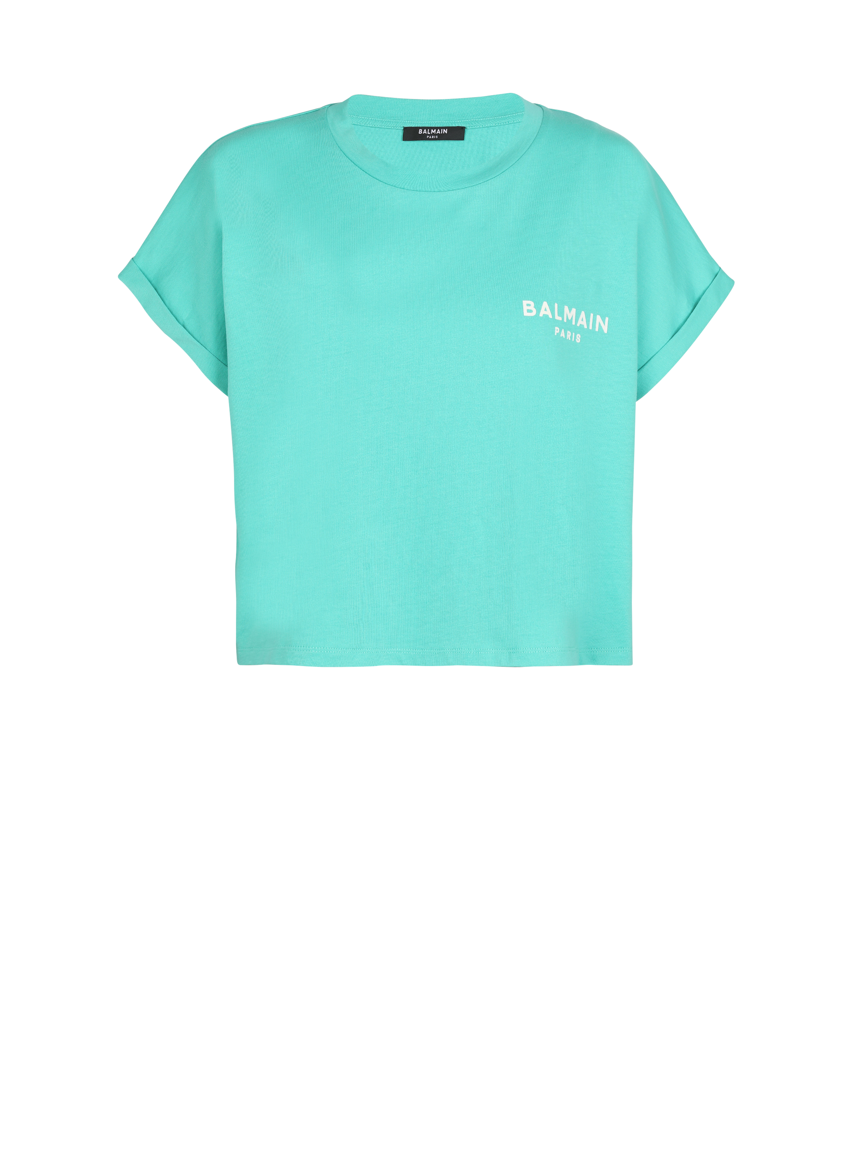 Balmain巴尔曼标志印花环保设计棉质T恤, blue