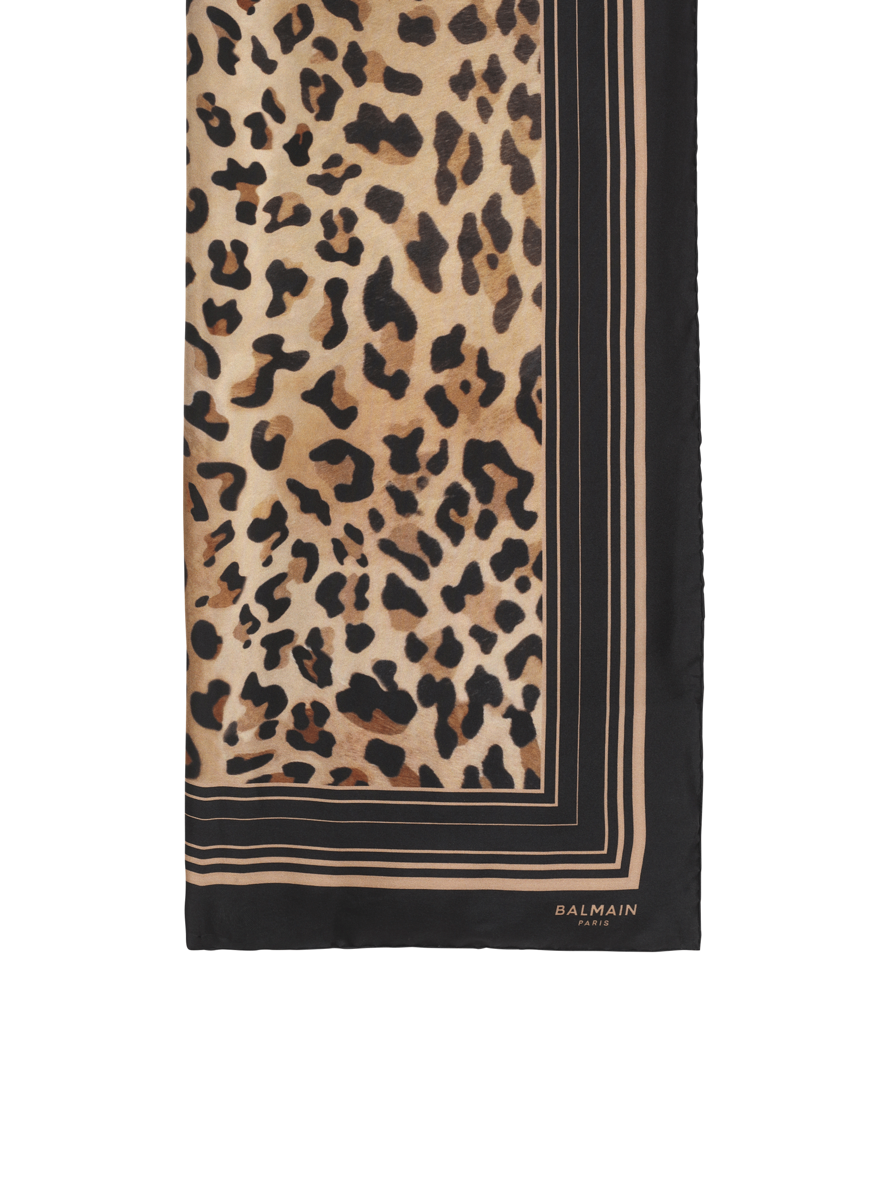 Leopard print silk scarf, brown