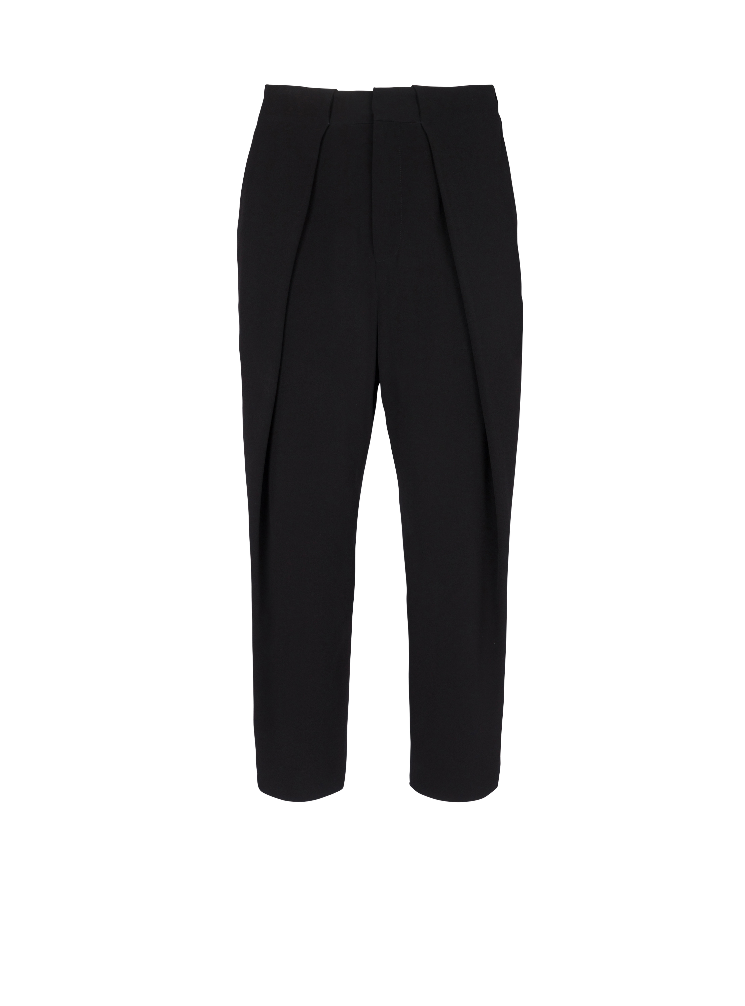 Wool trousers with pleated hem , black