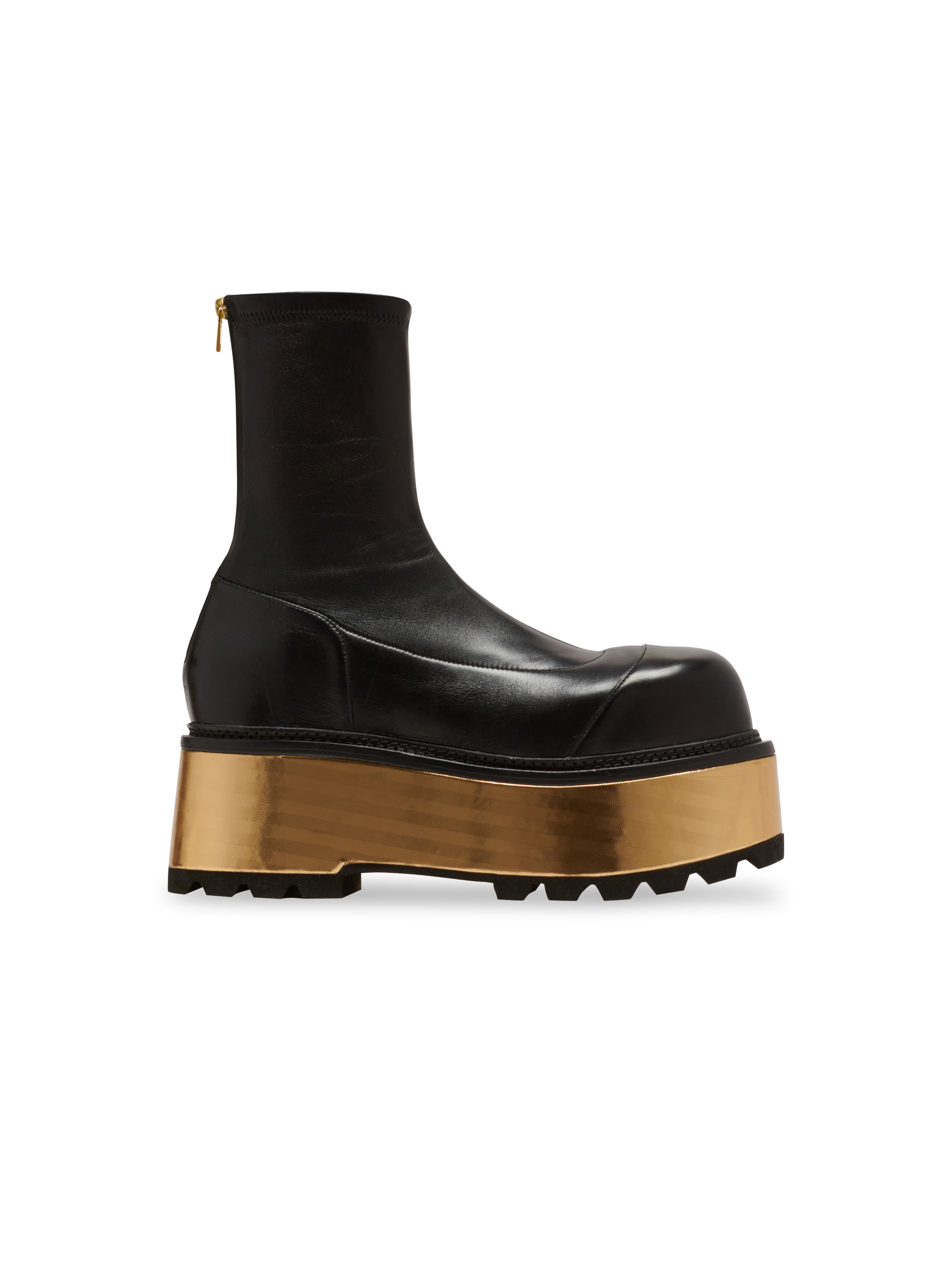 Leather platform boots, black