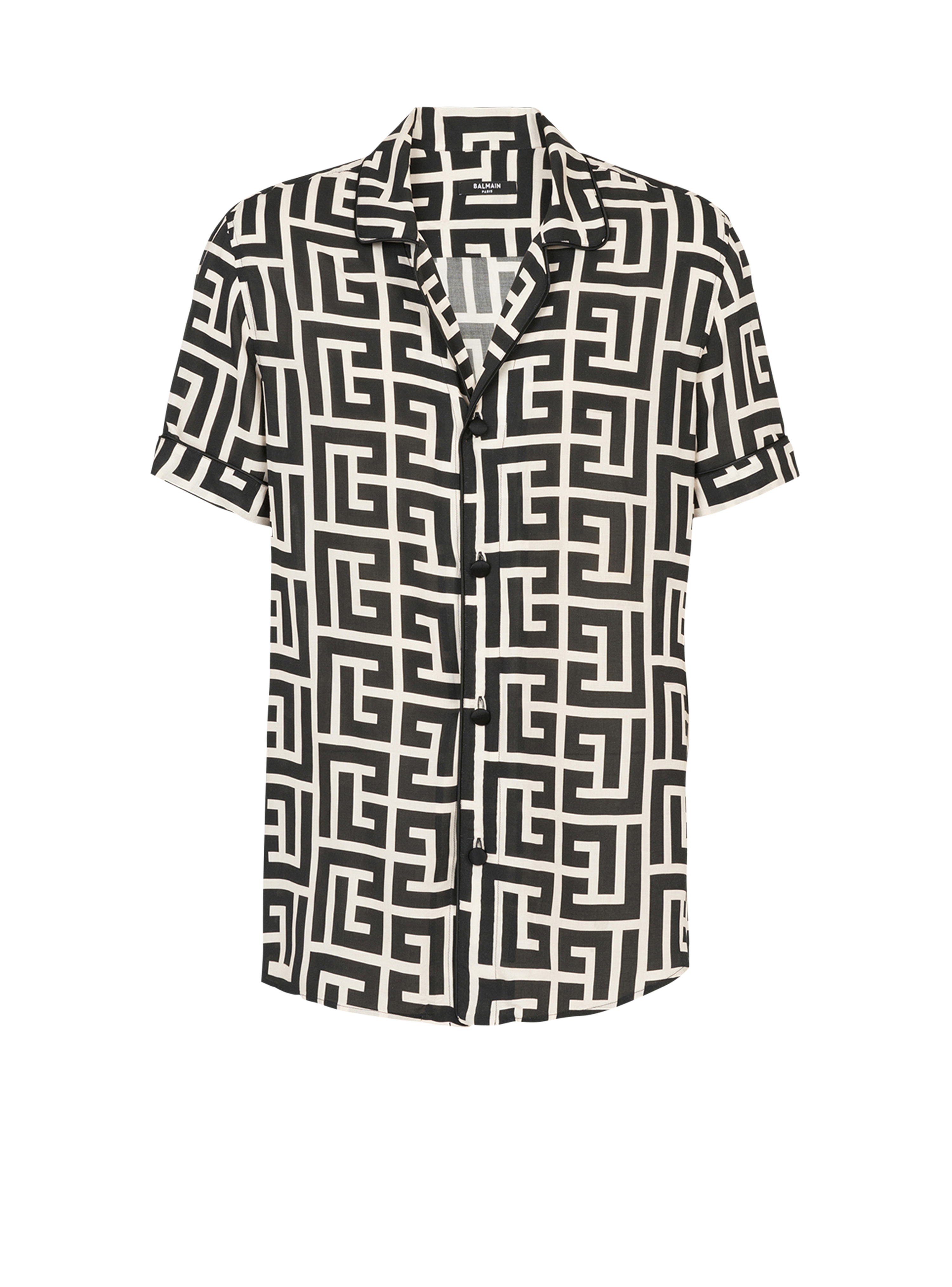 长款Balmain 交织字母印纹环保设计衬衫, black