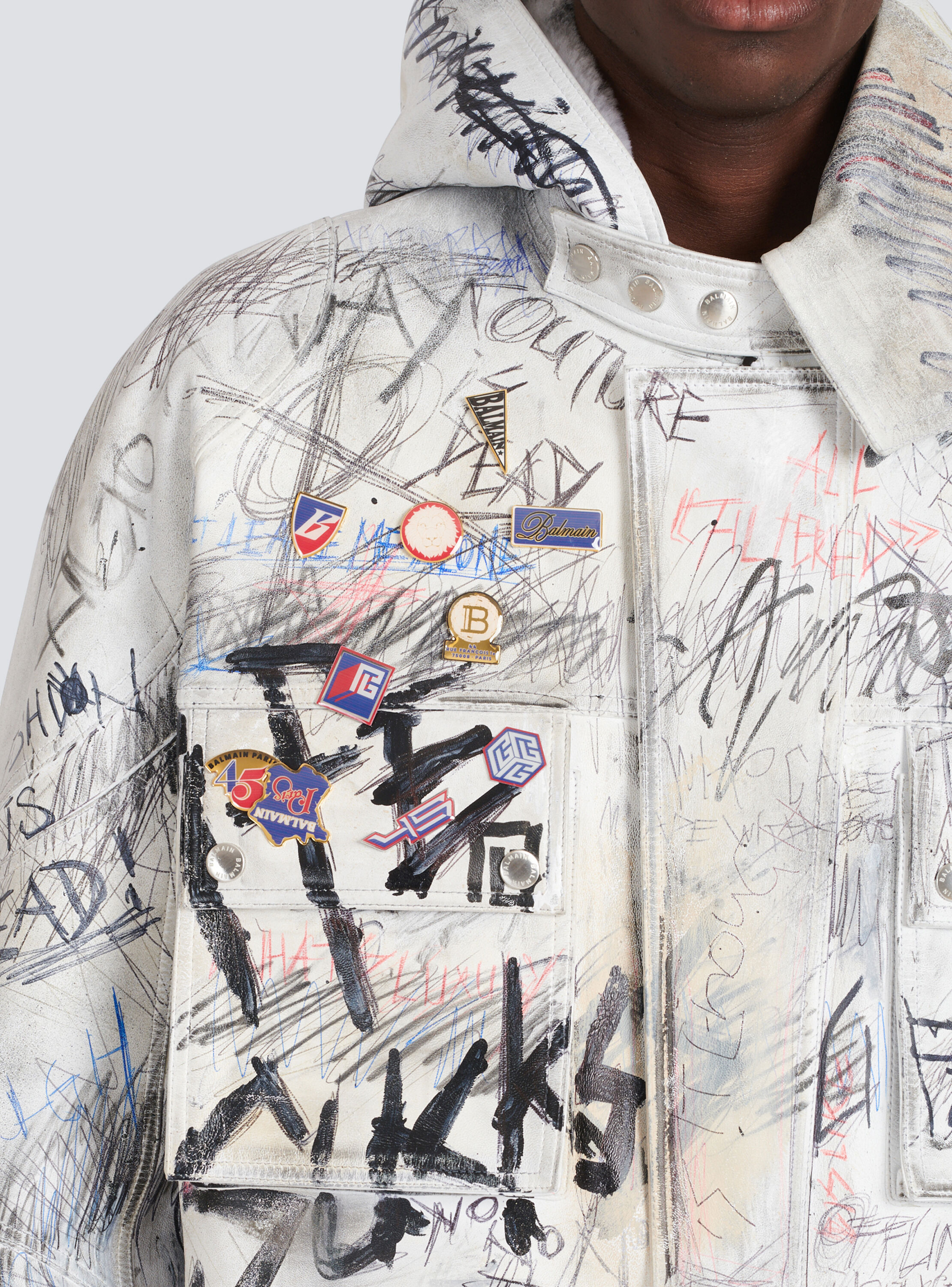 Leather graffiti aviator jacket - Men 