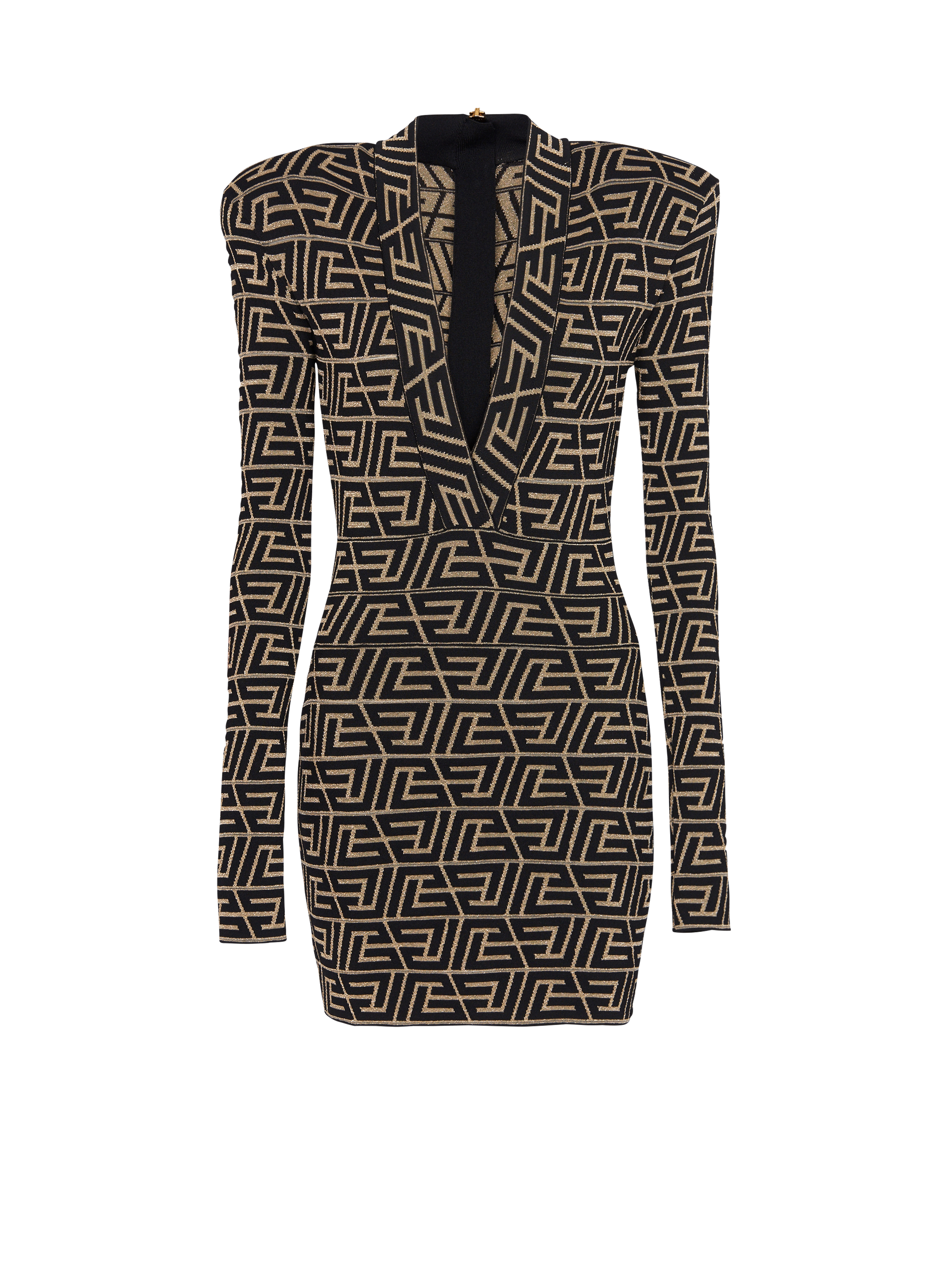 Monogrammed knit dress, black