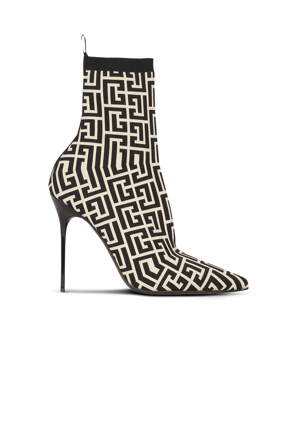 Skye Balmain 交织字母装饰双色弹力针织踝靴, black, hi-res