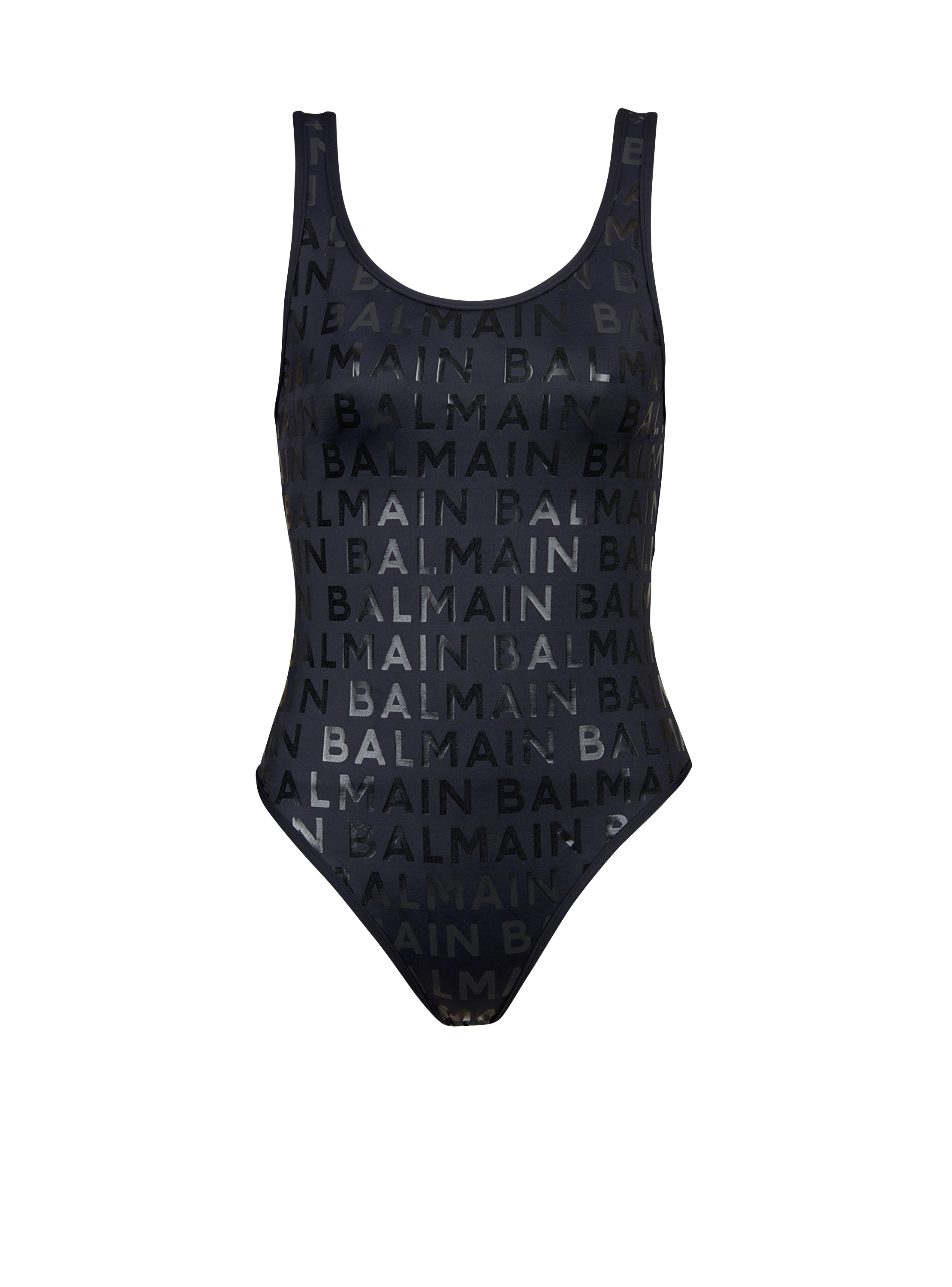 Femme Articles de plage et maillots de bain Articles de plage et maillots de bain Balmain Maillot de bain à logo imprimé Synthétique Balmain en coloris Noir 