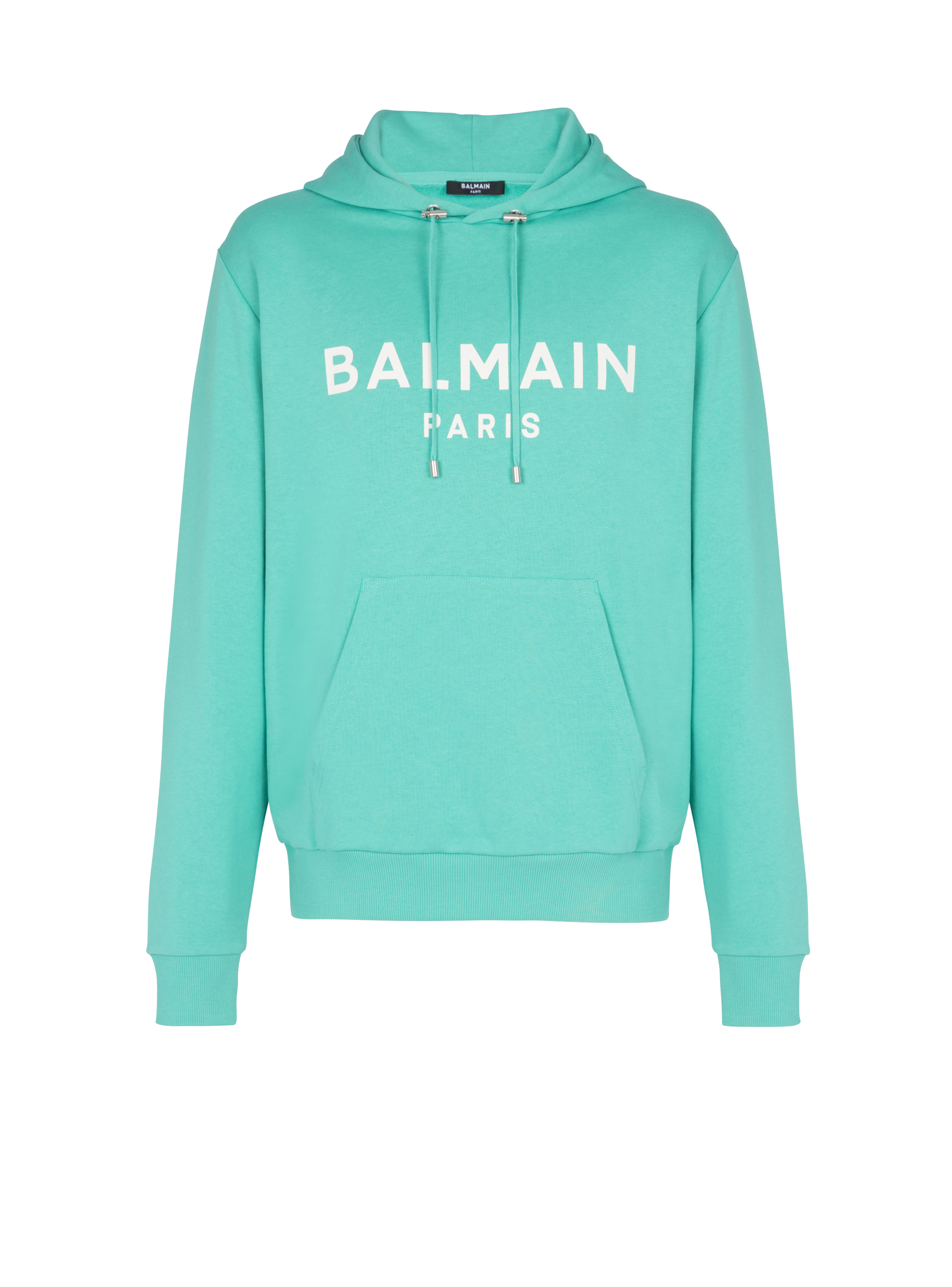 Balmain巴尔曼标志印花棉质连帽运动衫, blue