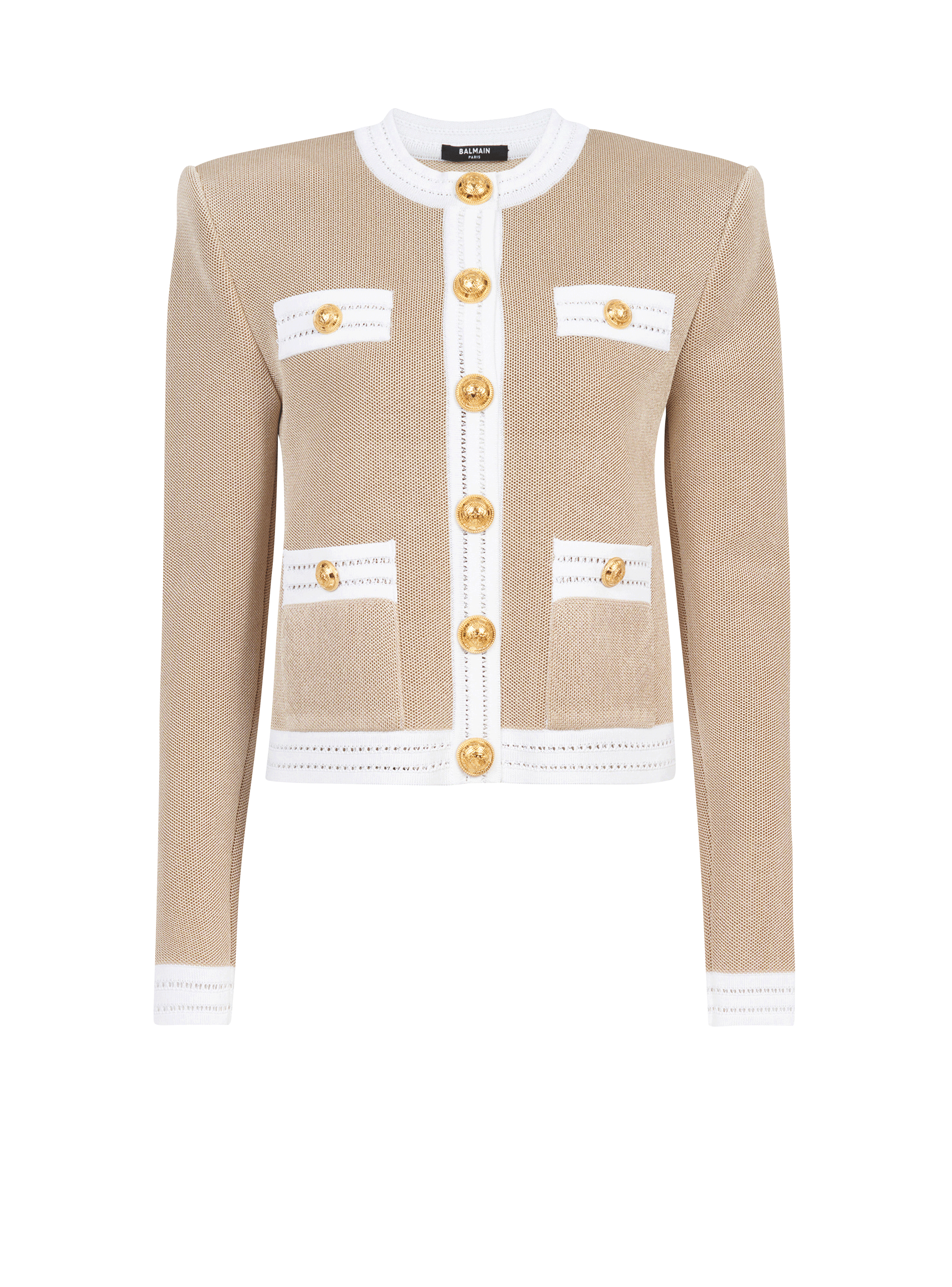 EXCLUSIVE - Knit cardigan with gold-tone buttons, beige