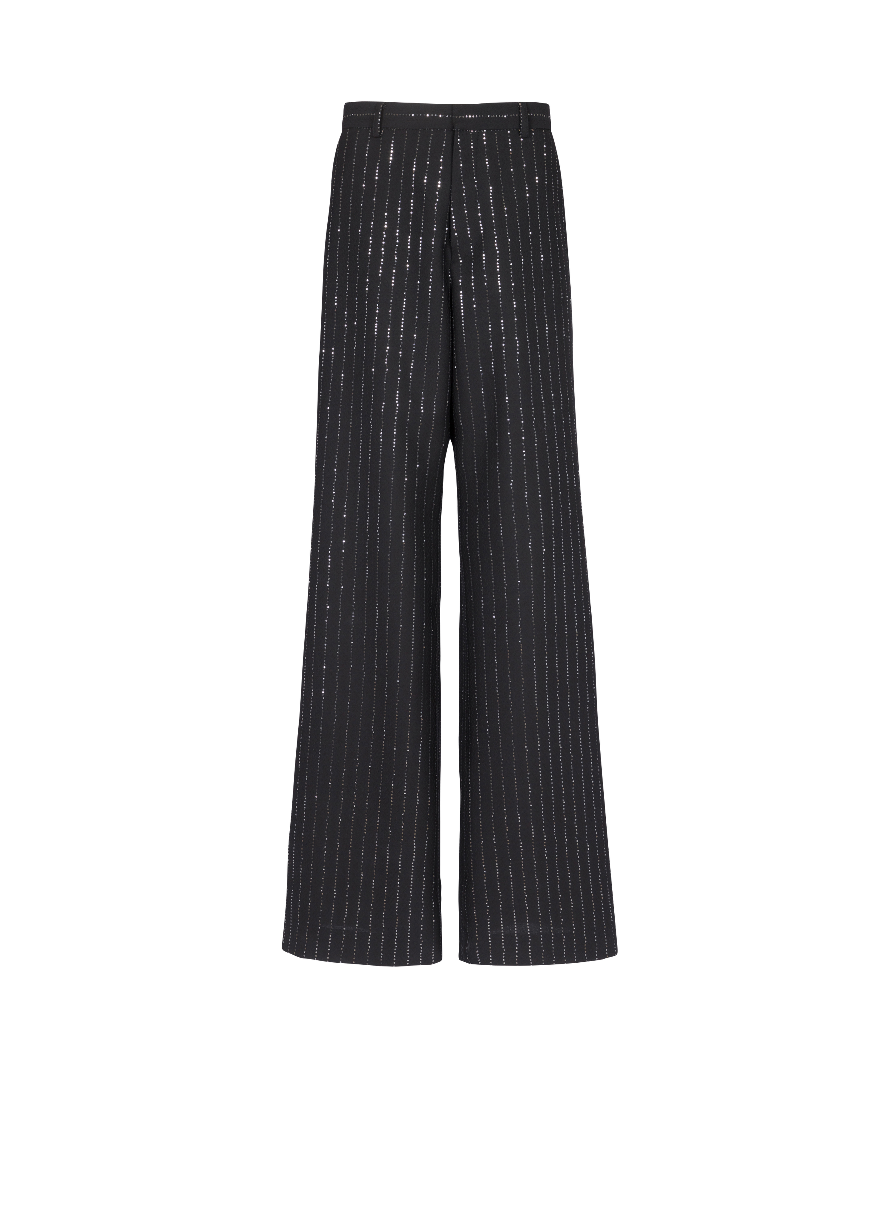 Trousers with sequin stripes, black