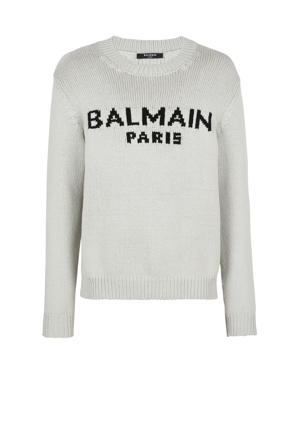 Balmain Paris标志羊毛套头衫, grey, hi-res