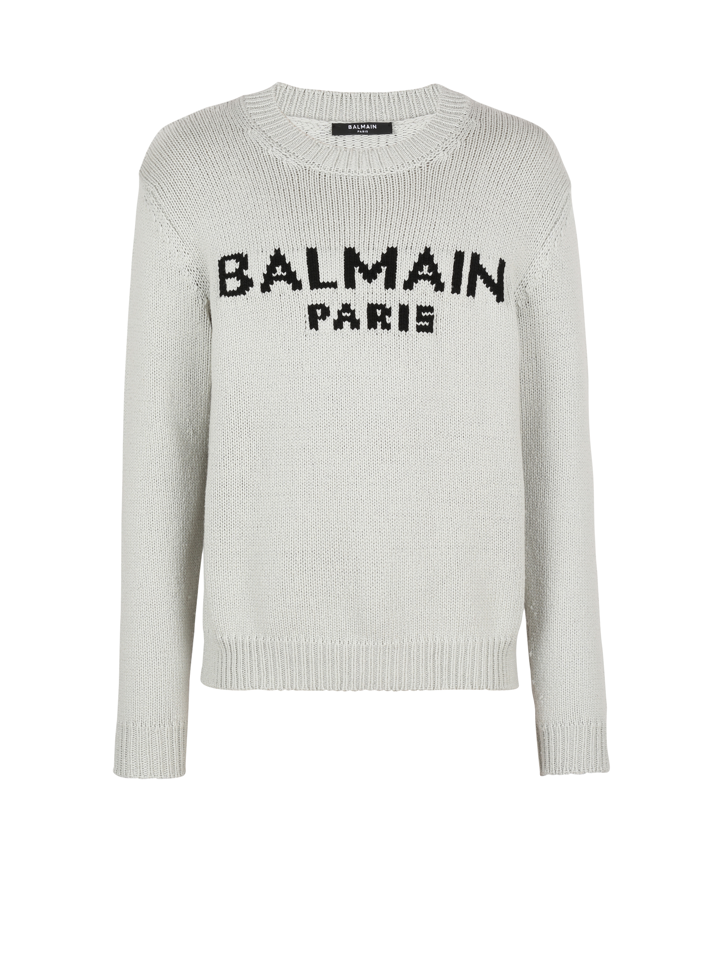 Balmain Paris标志羊毛套头衫, grey