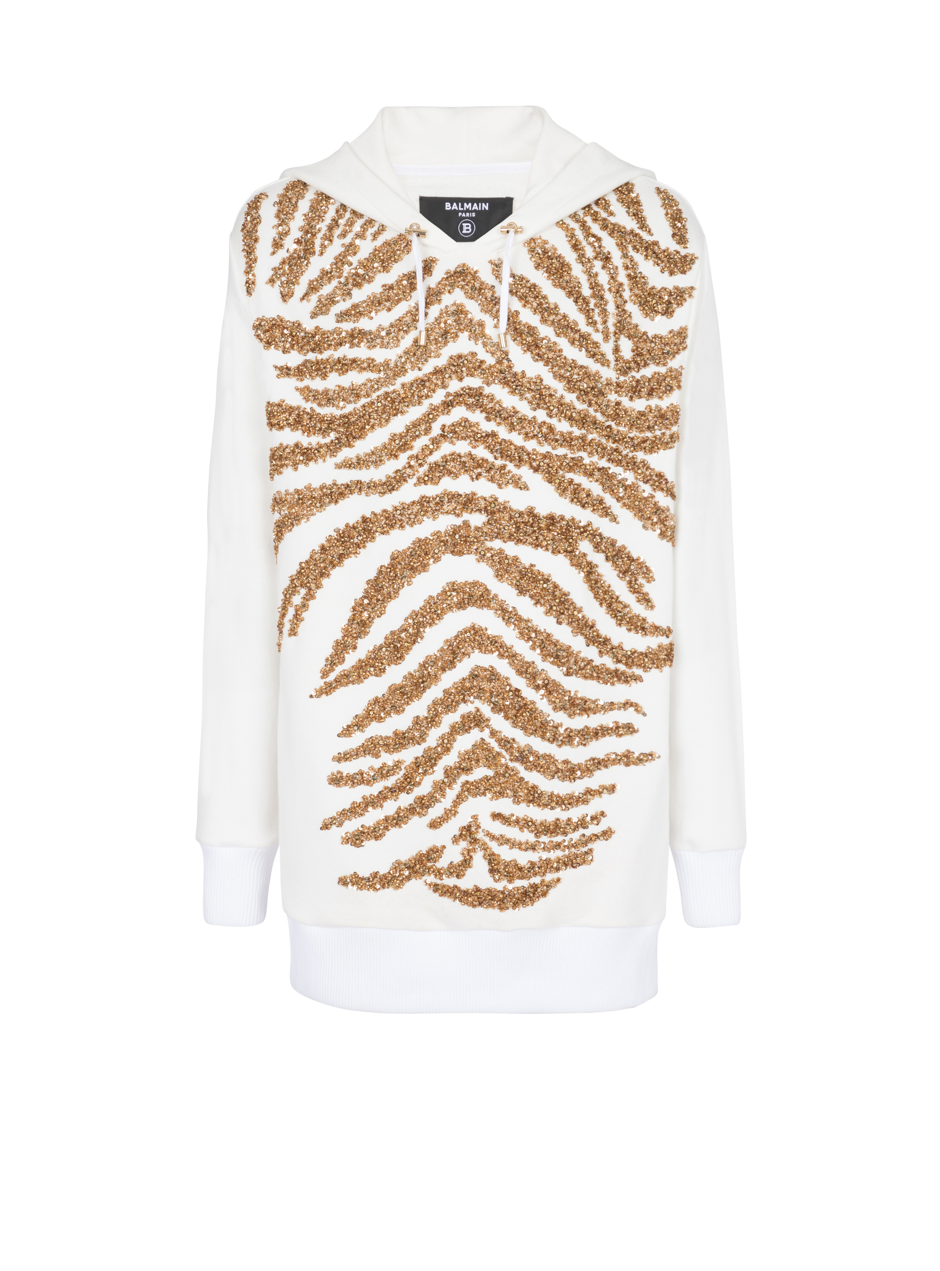 Hoodie with embroidered zebra stripes, gold