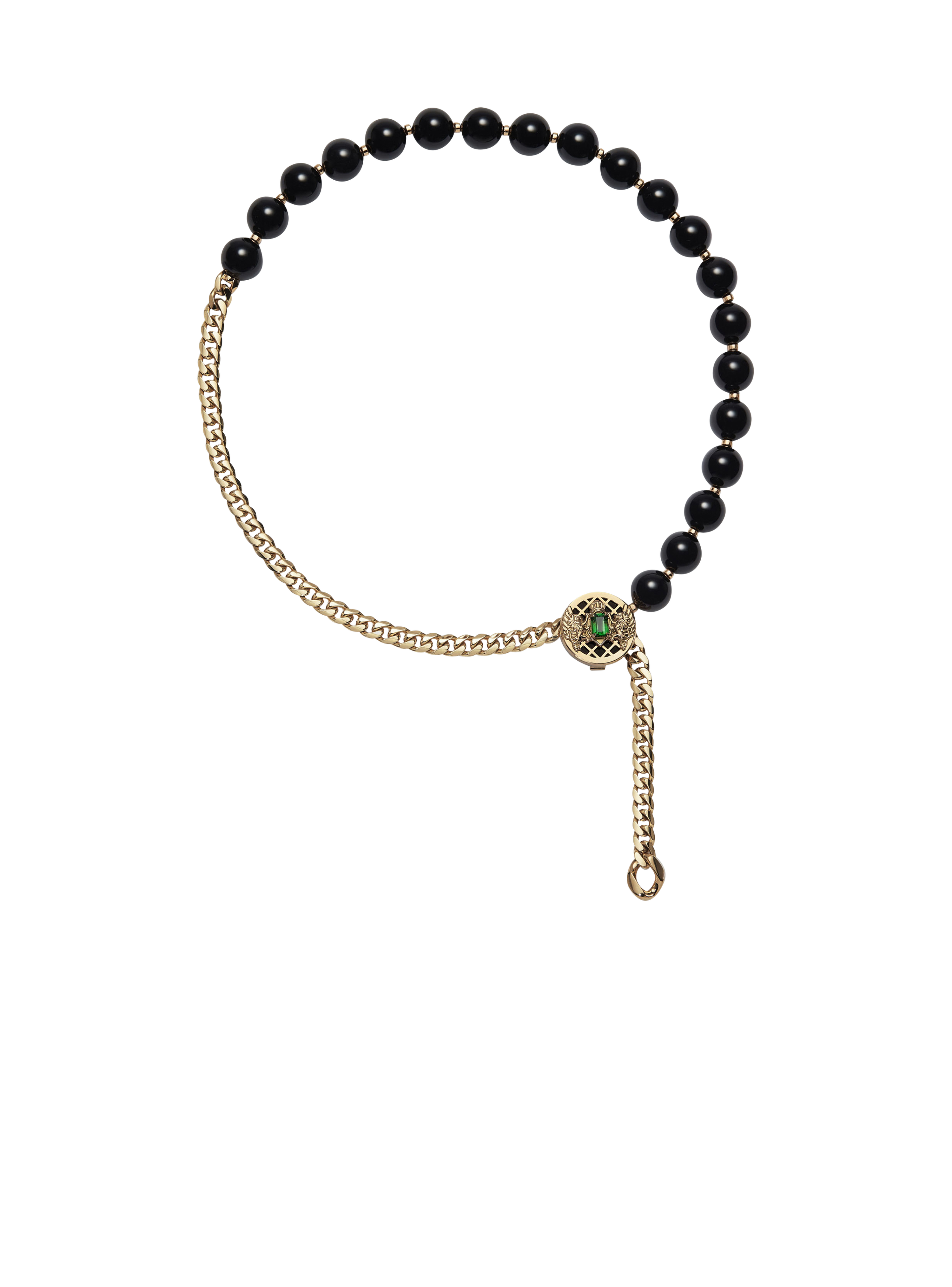 Emblem Beads Necklace, gold