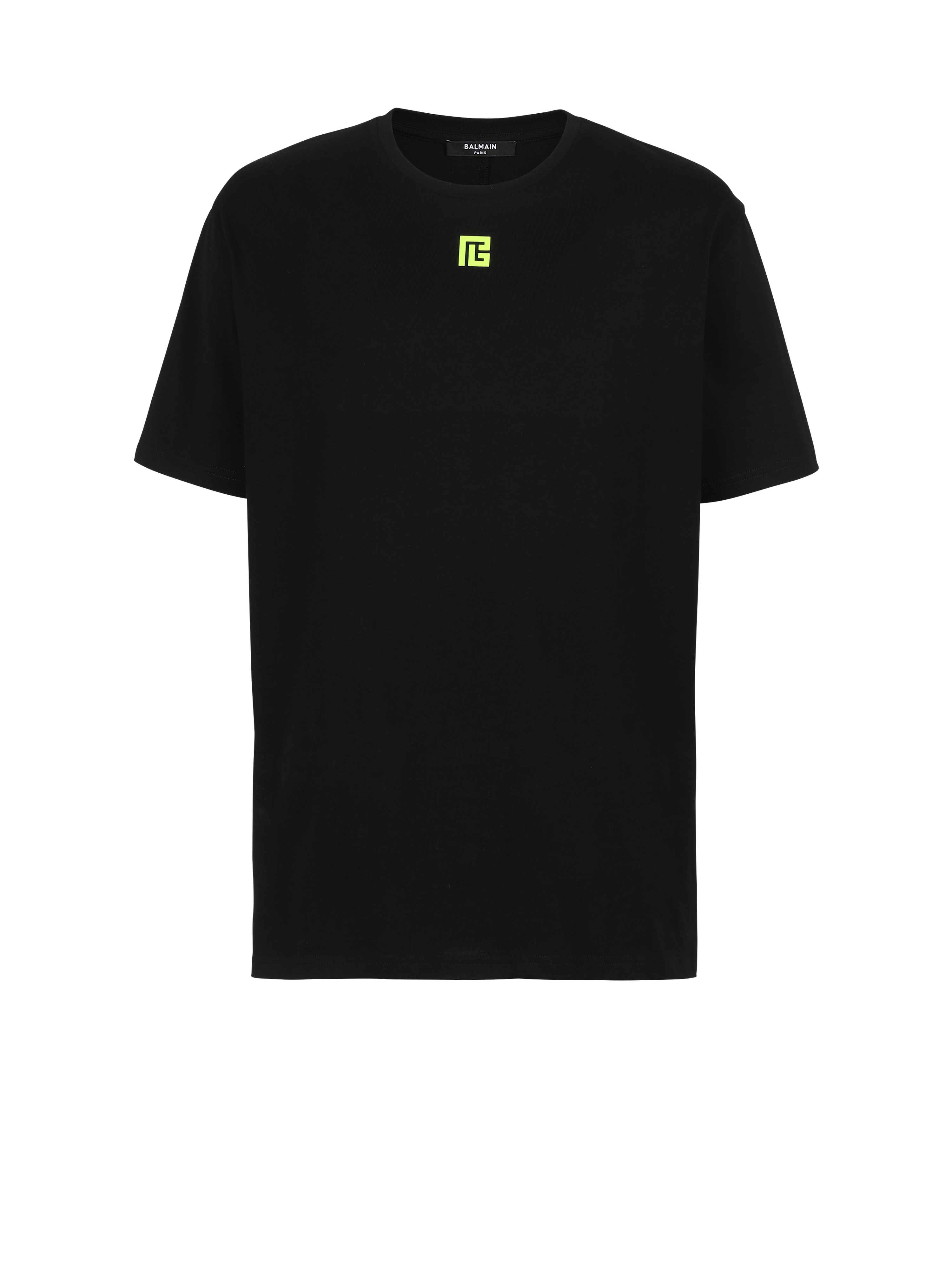 Cotton T-shirt with maxi Balmain logo print on back, black