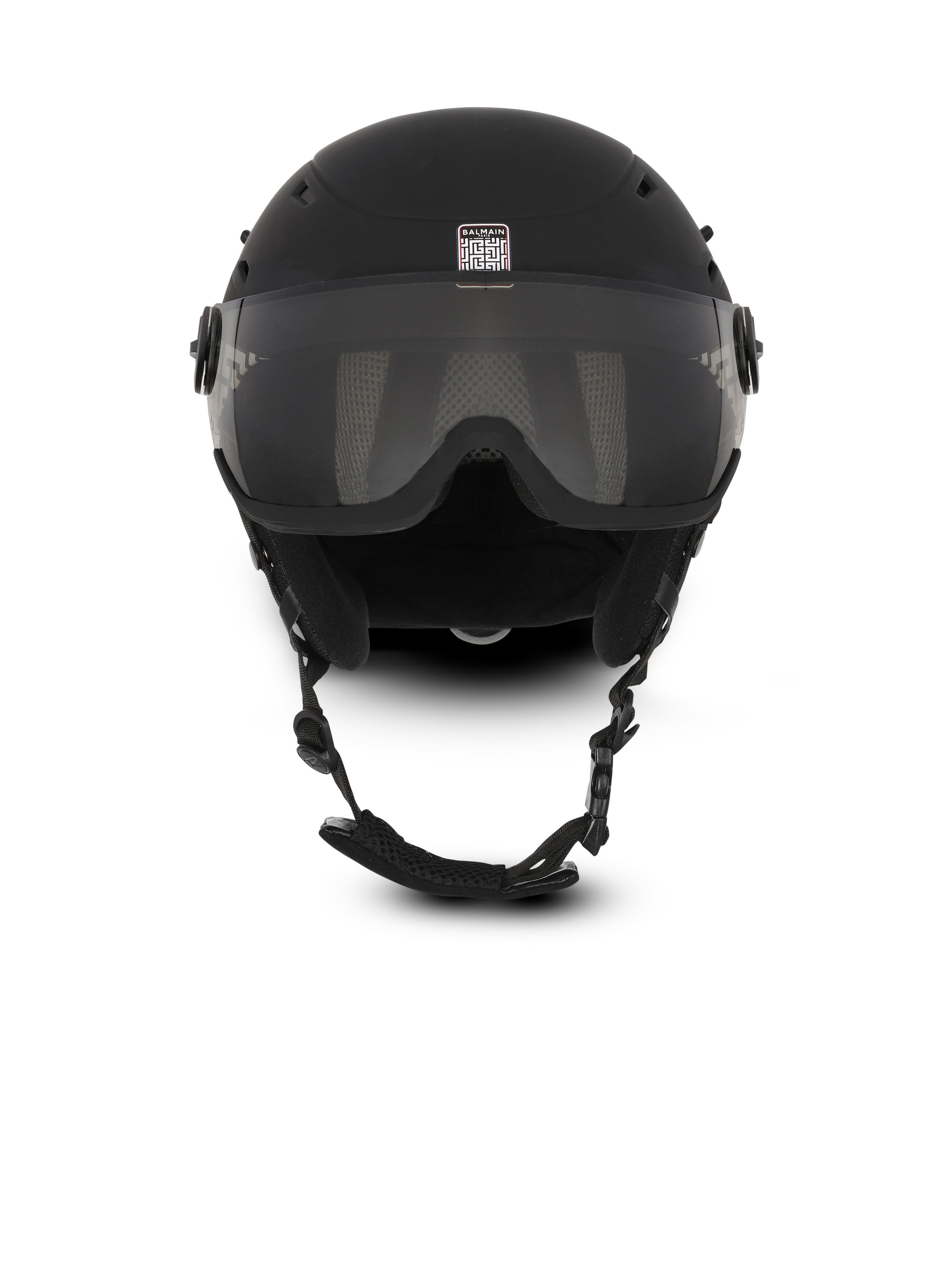 Balmain x Rossignol联名 - Rossignol象牙色和黑色Balmain字母标识图案滑雪头盔, black