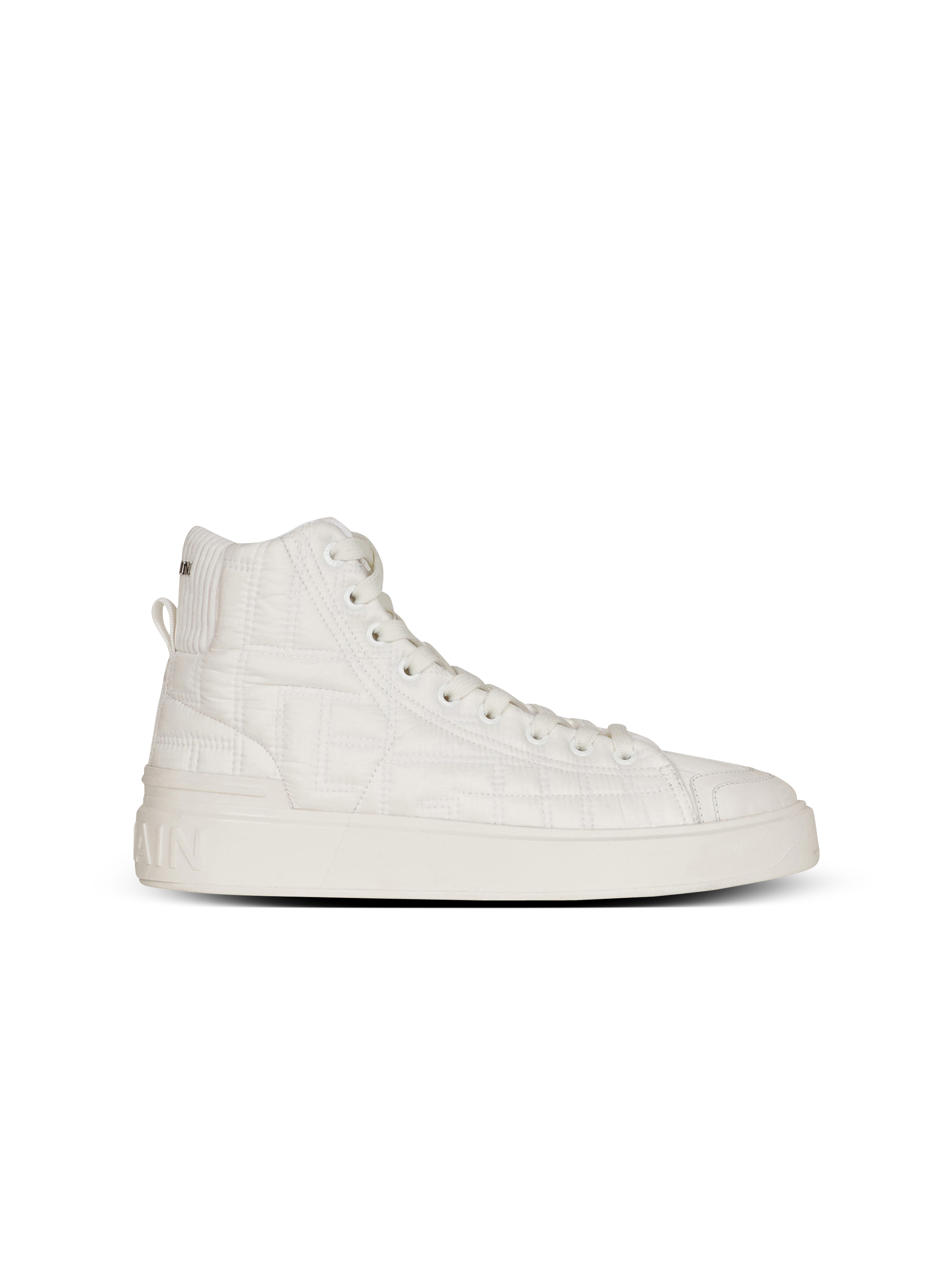 Nylon B-Court high-top sneakers with Balmain monogram, white