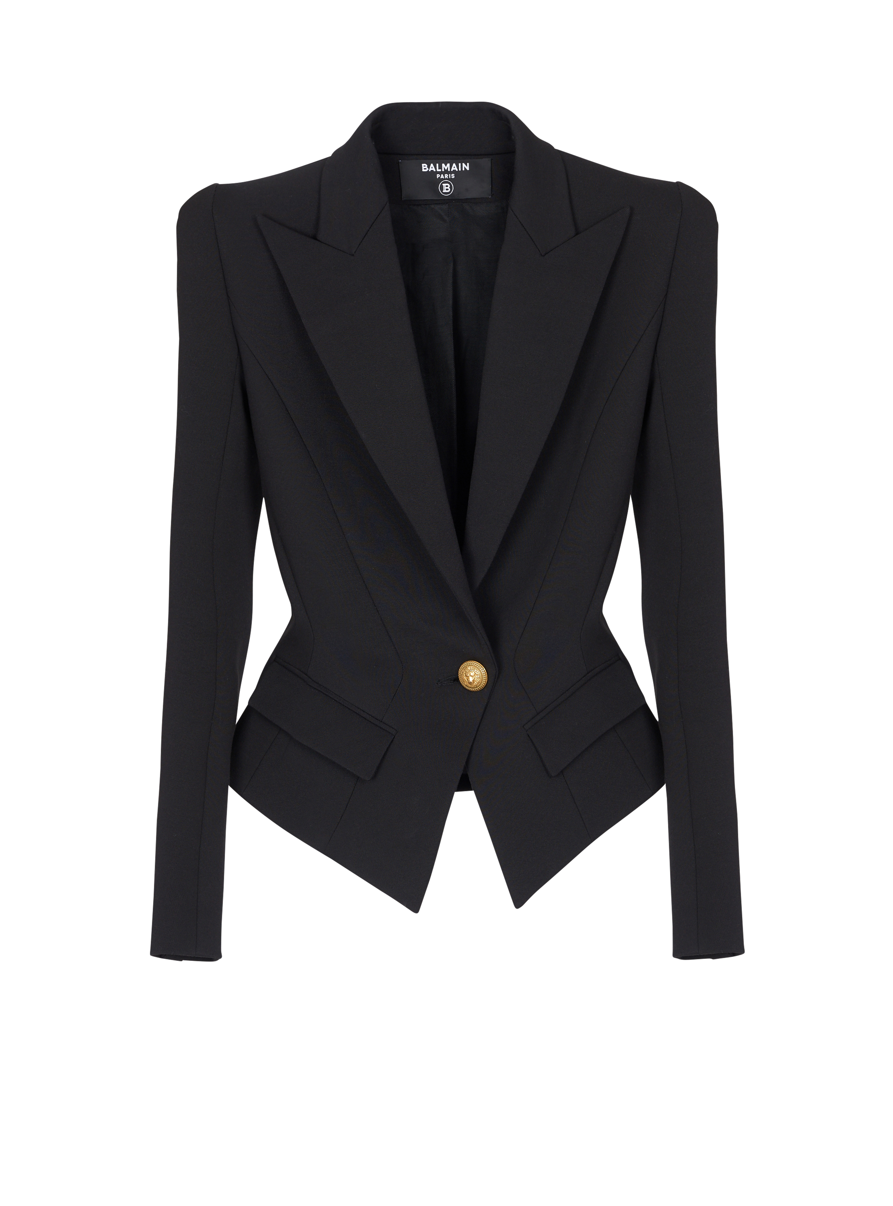 Cotton grain de poudre slim-fitting jacket, black