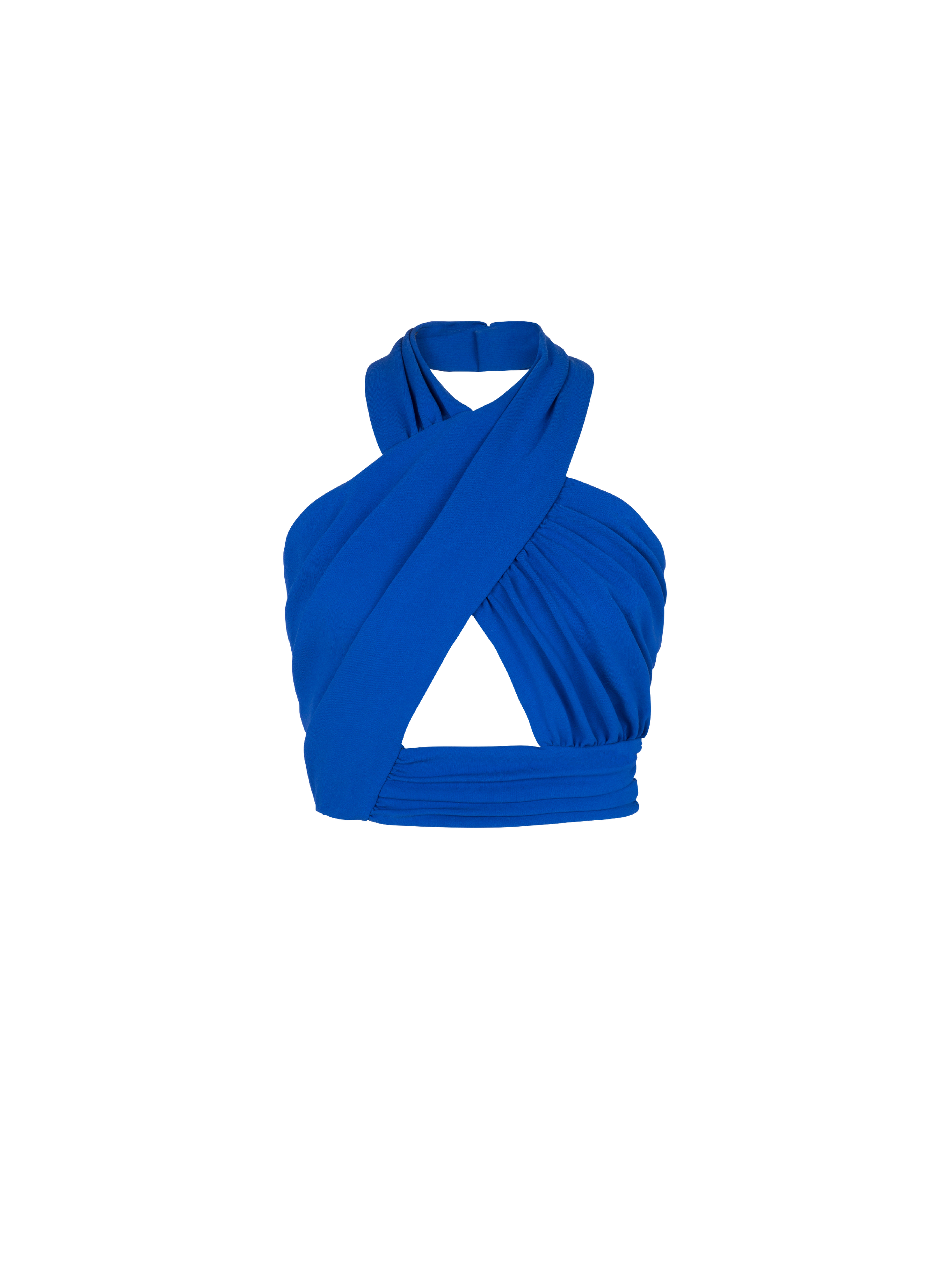 Draped jersey crop top, blue