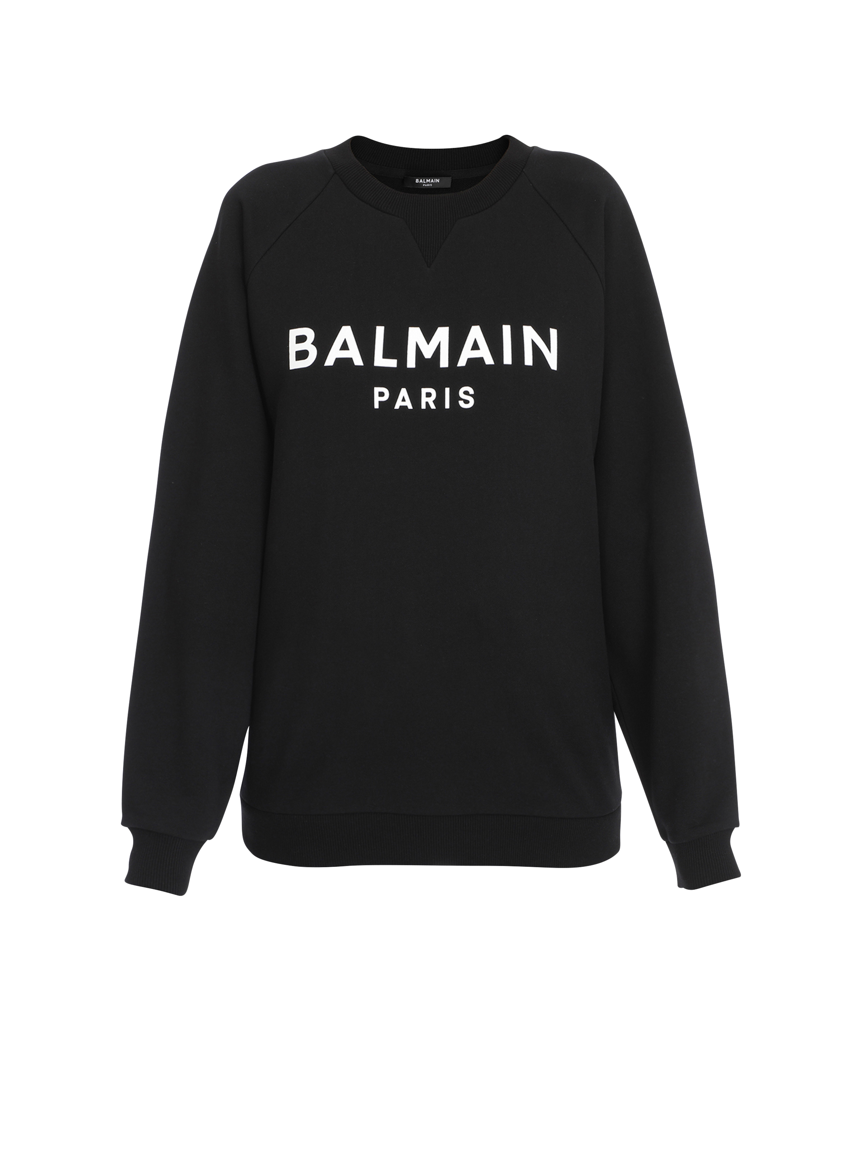 Eco-designed cotton sweatshirt with Balmain logo print, black
