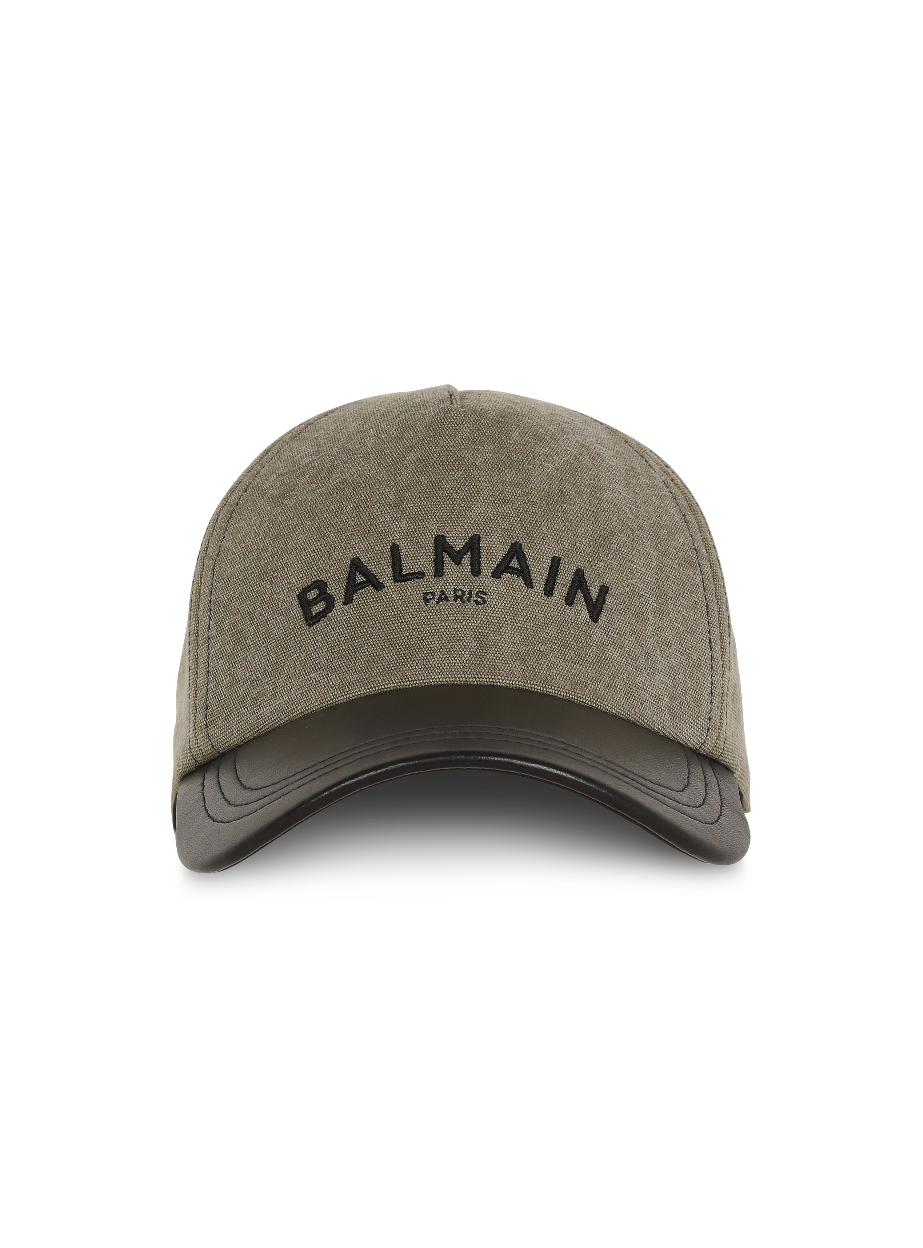 Cotton cap with Balmain logo, khaki