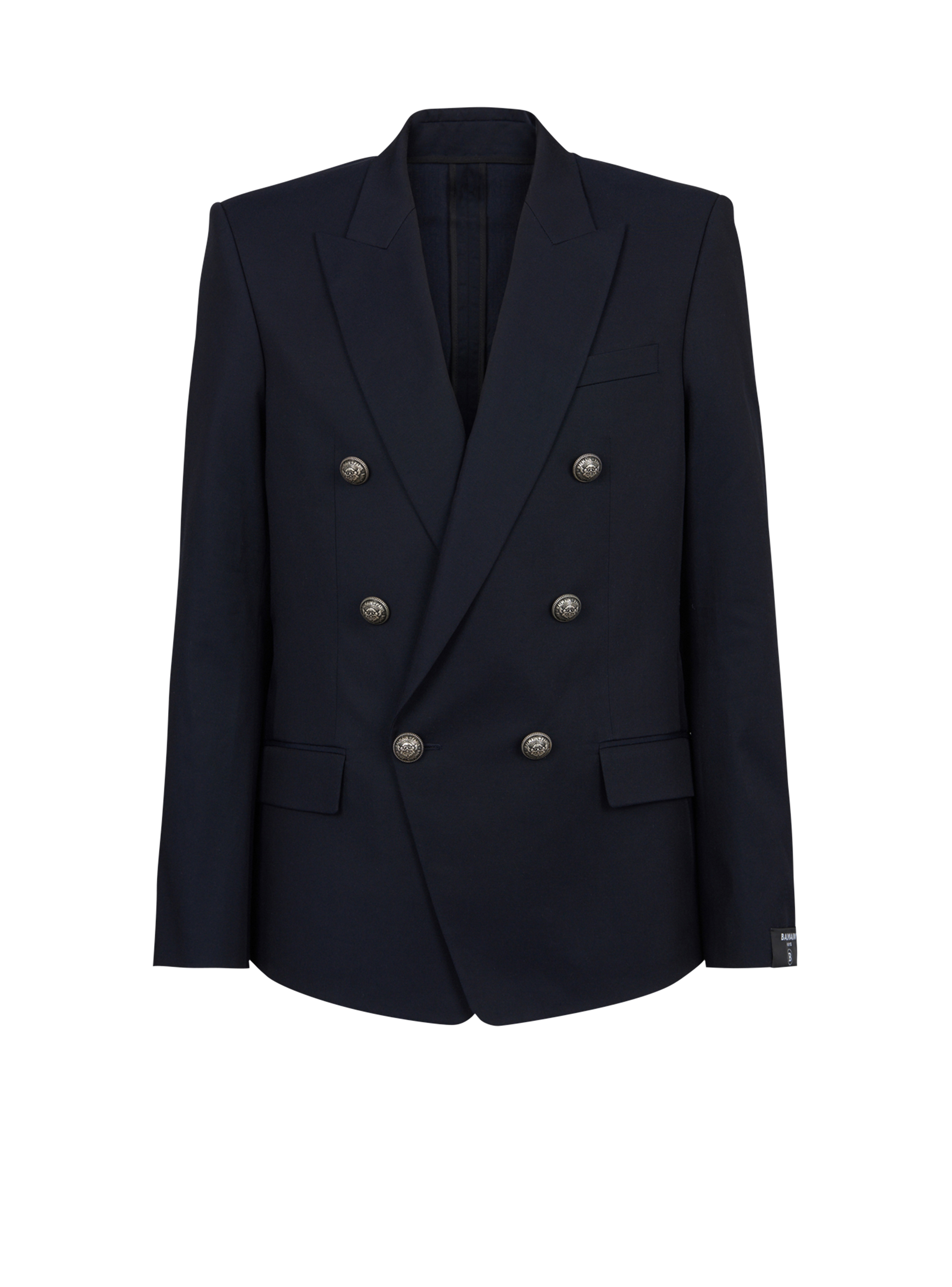 Cotton blazer with double-breasted silver-tone buttoned fastening, navy