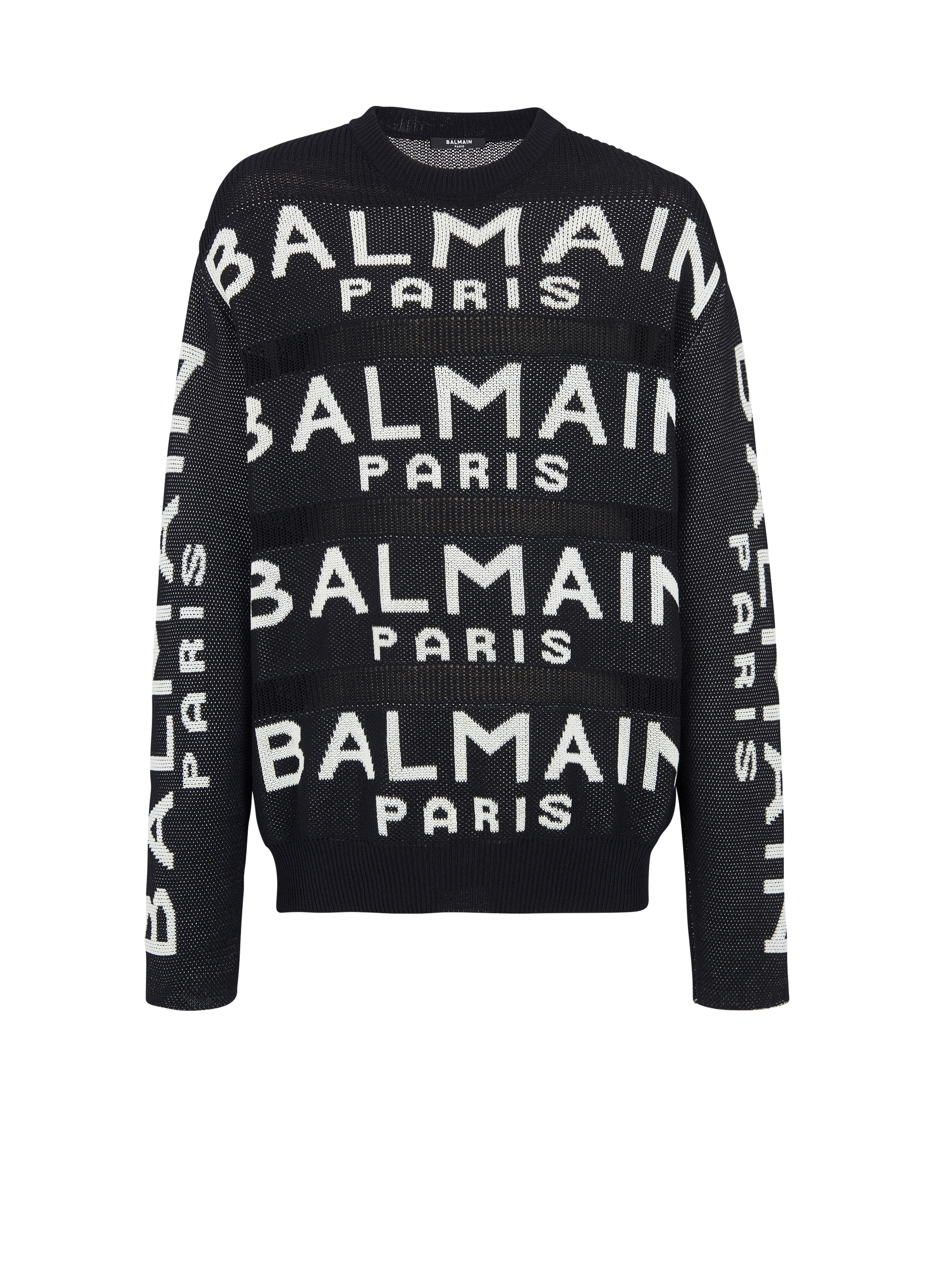 Knit jumper with Balmain logo, black