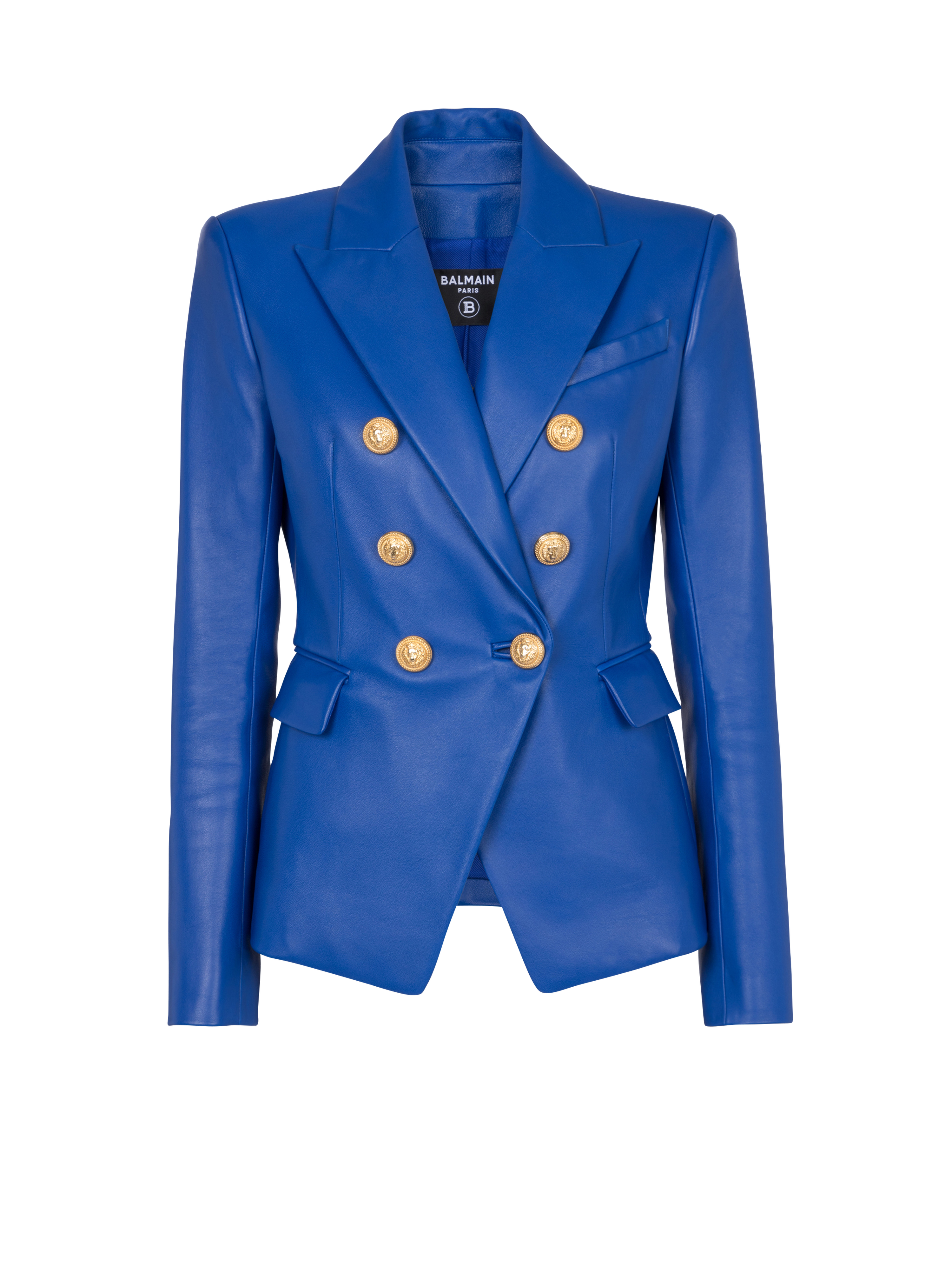 Double-breasted wool blazer, blue