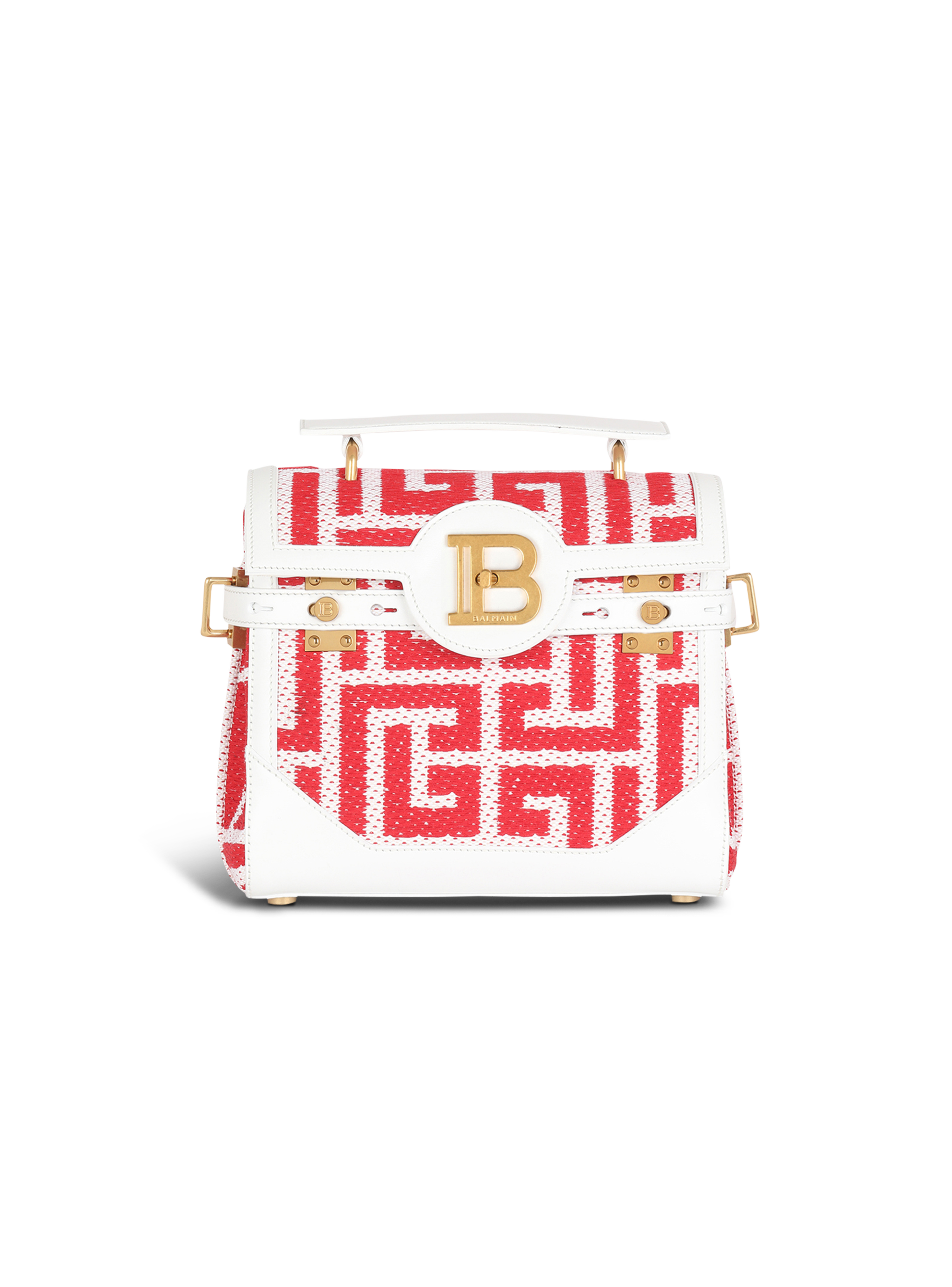 HIGH SUMMER CAPSULE - Bicolor jacquard B-Buzz 23 bag with leather panel, red