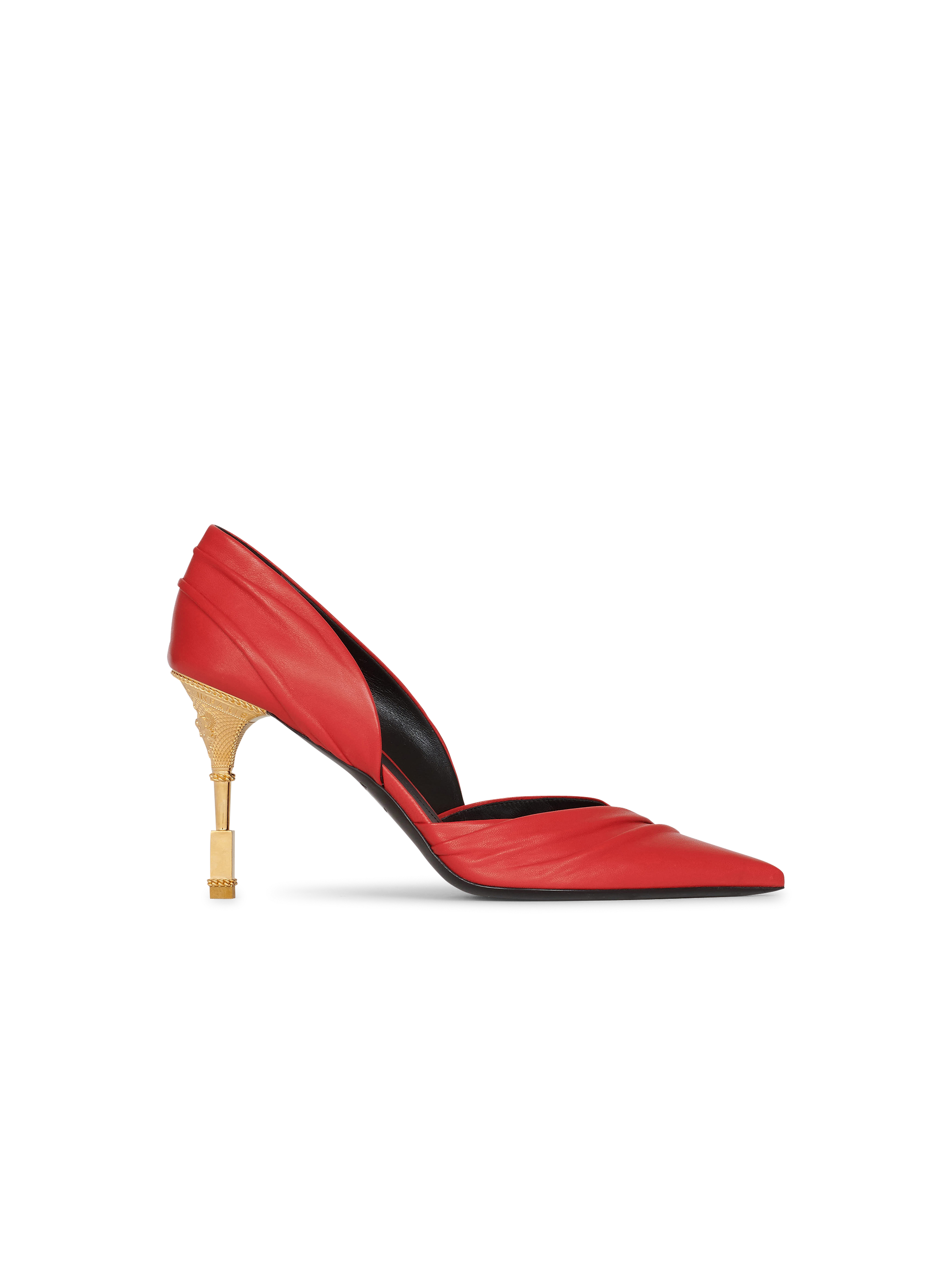 Moneta 垂褶皮革高跟鞋, red