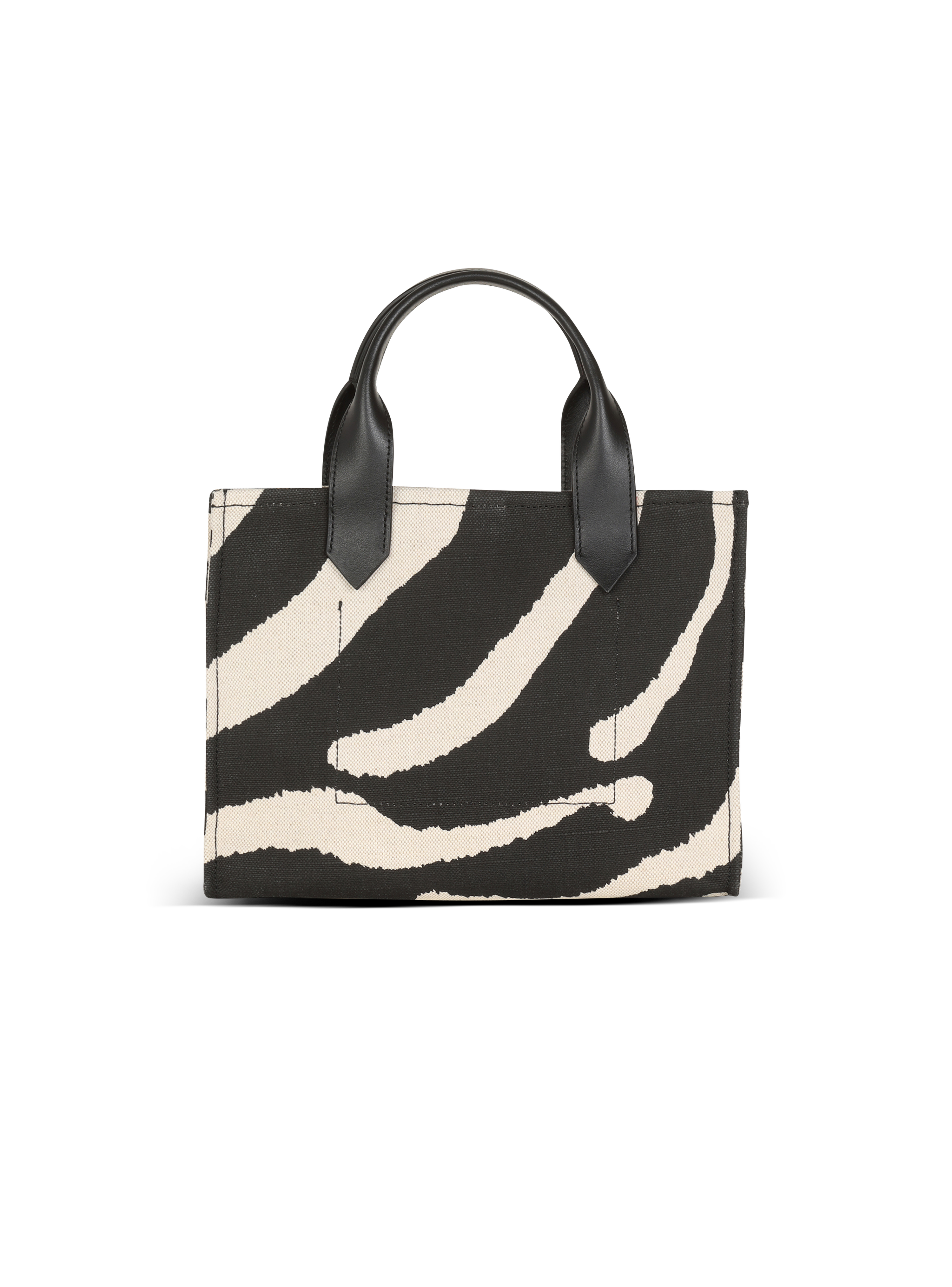 B-Army small zebra print canvas shopping bag with leather inserts 