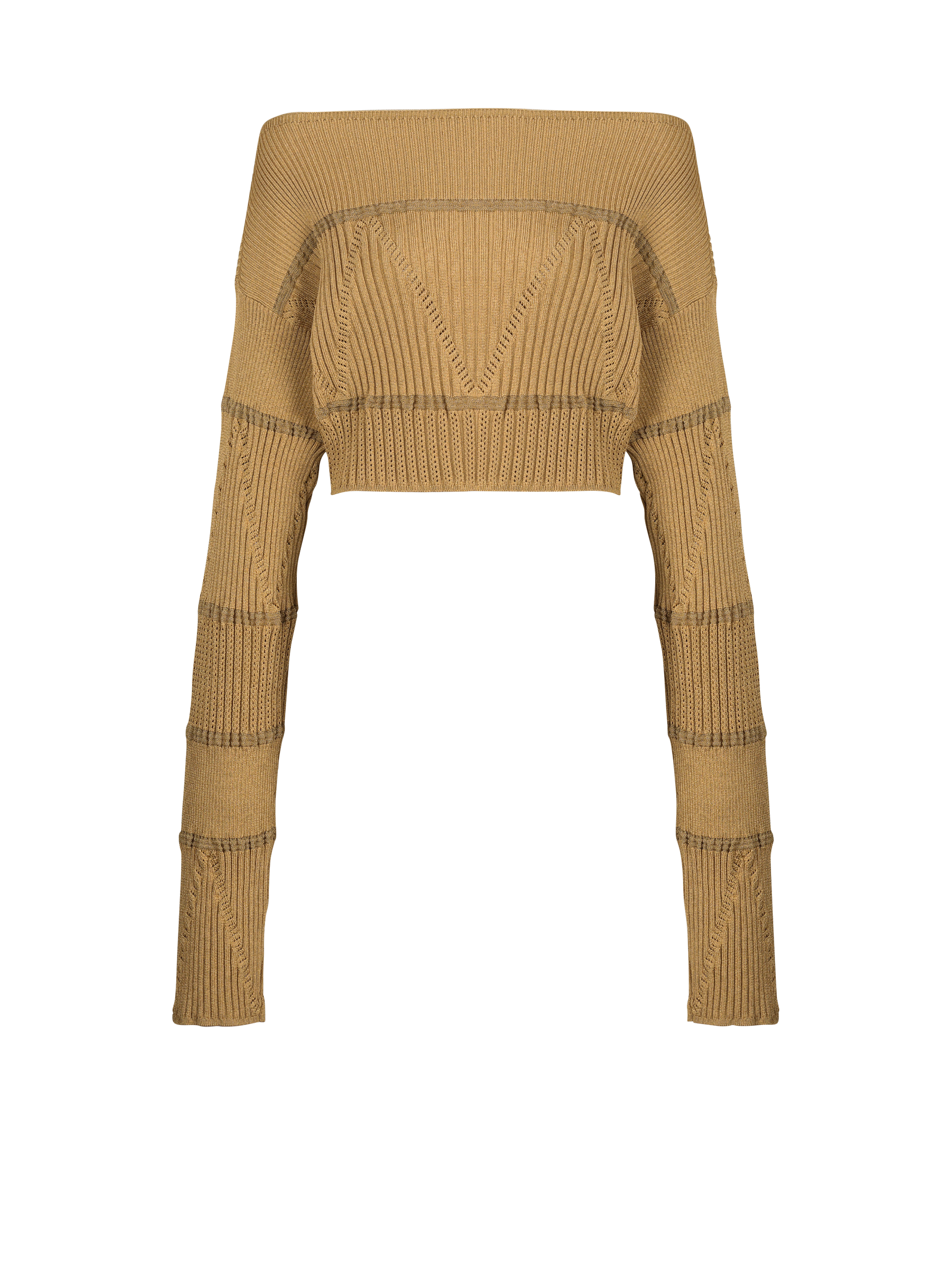 Boat neck knit jumper, brown
