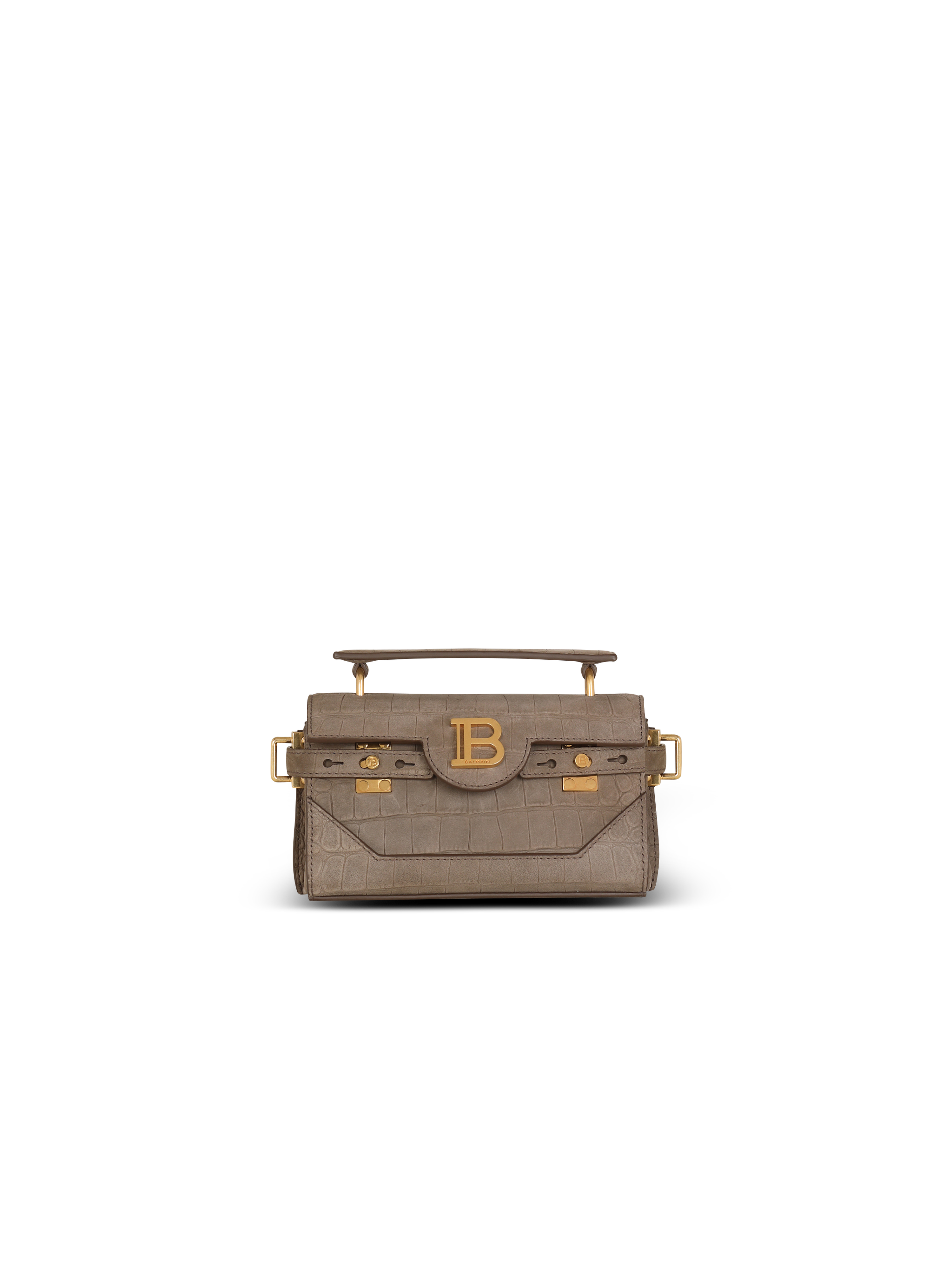 B-Buzz 19 bag in crocodile-embossed leather, grey