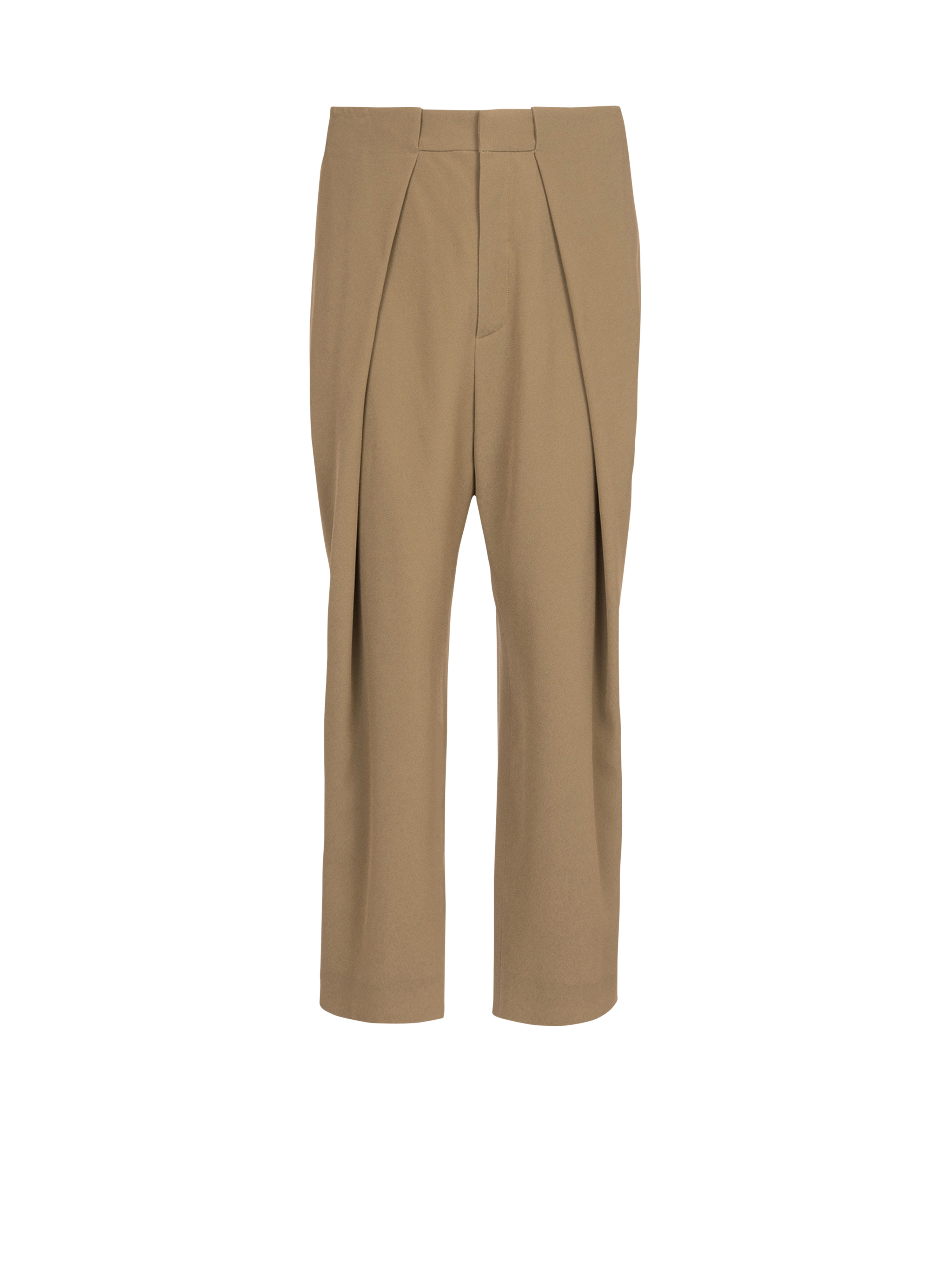 Eco-designed cotton pleated pants, brown
