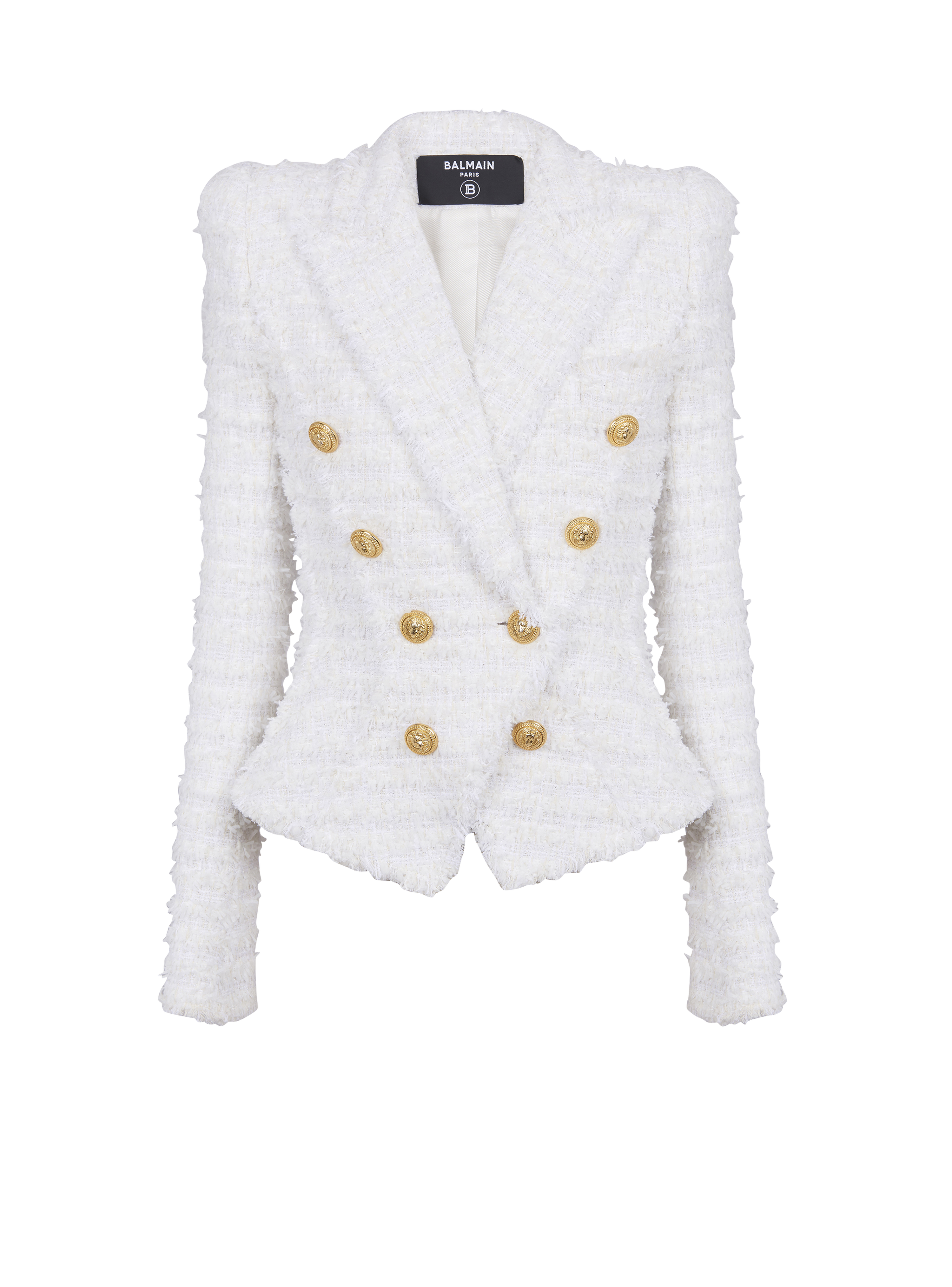 Slim-fit tweed jacket, white