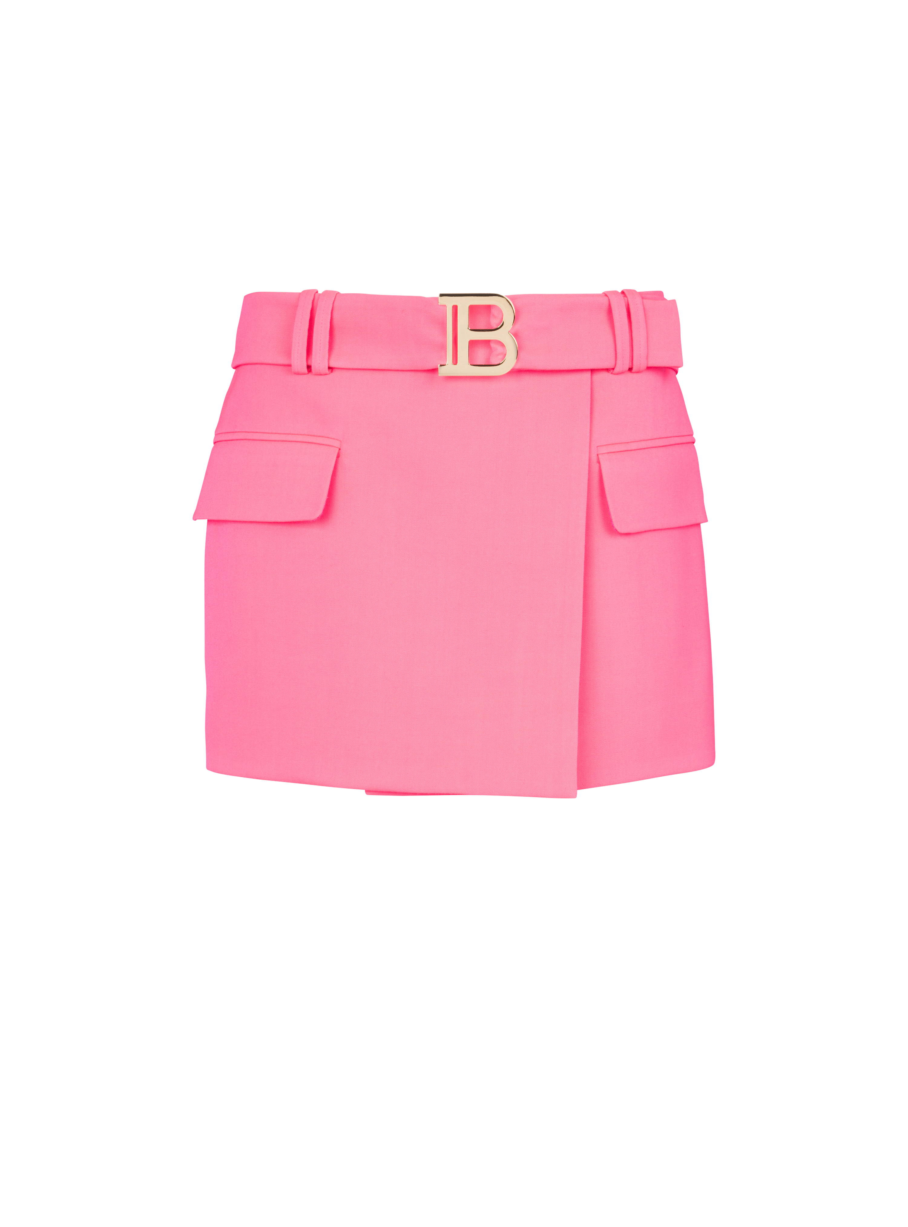 短款低腰羊毛半裙, pink