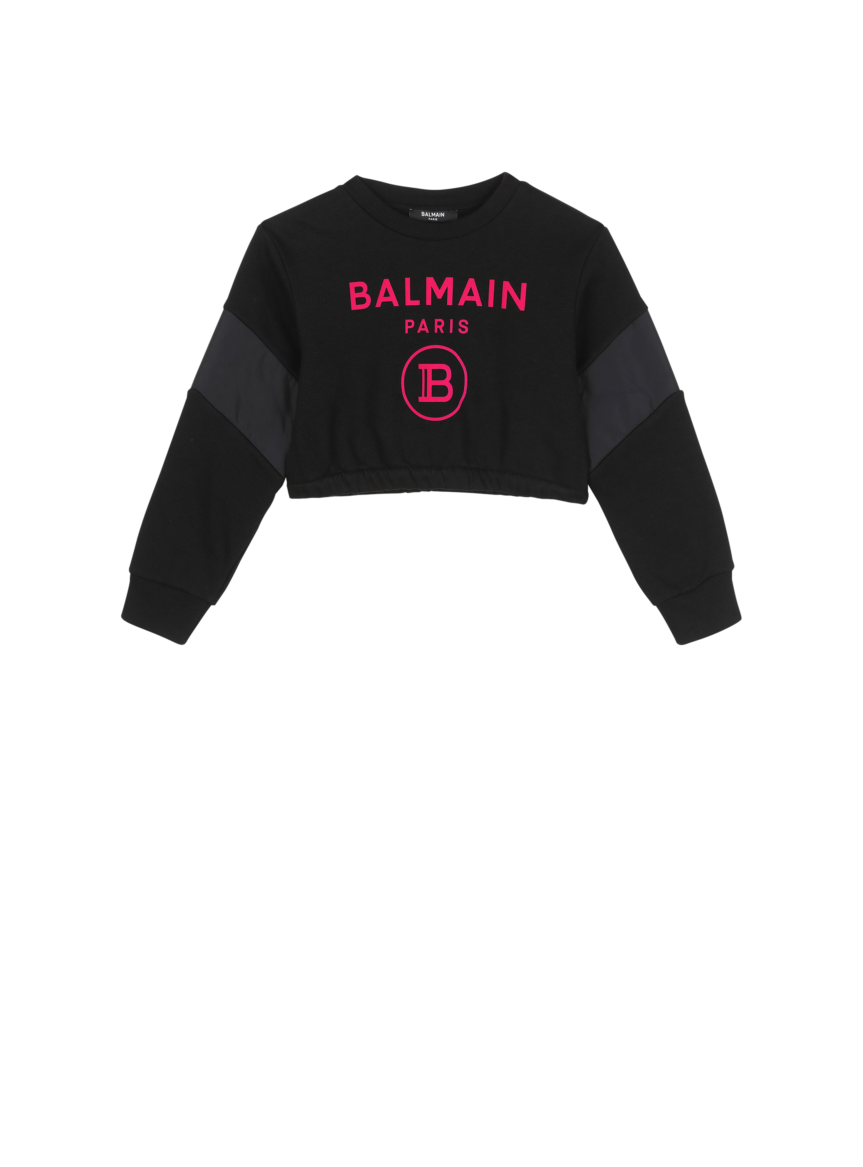 Balmain巴尔曼标志棉质短毛衫, black