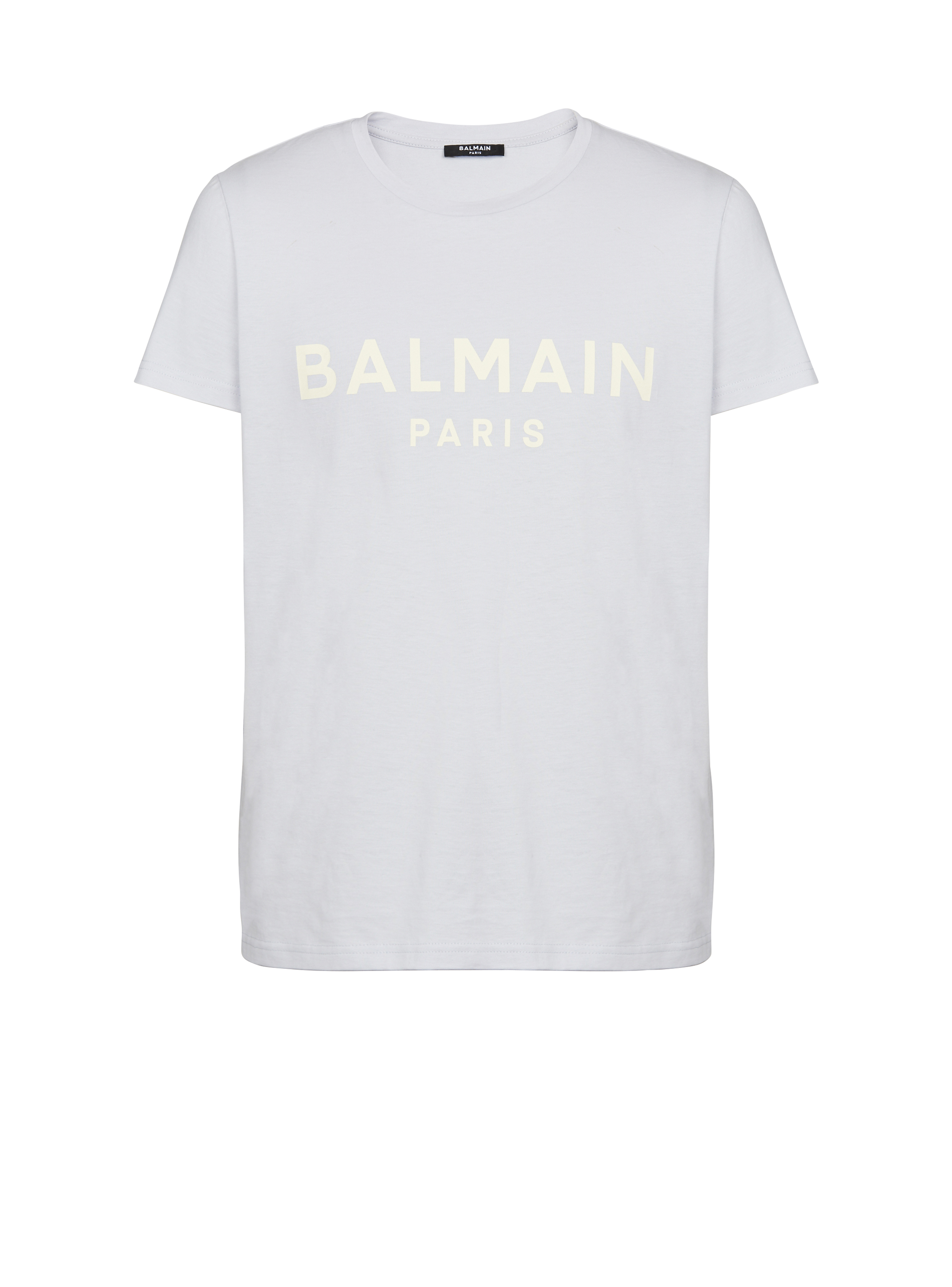 Balmain Paris标志印花棉质T恤, blue