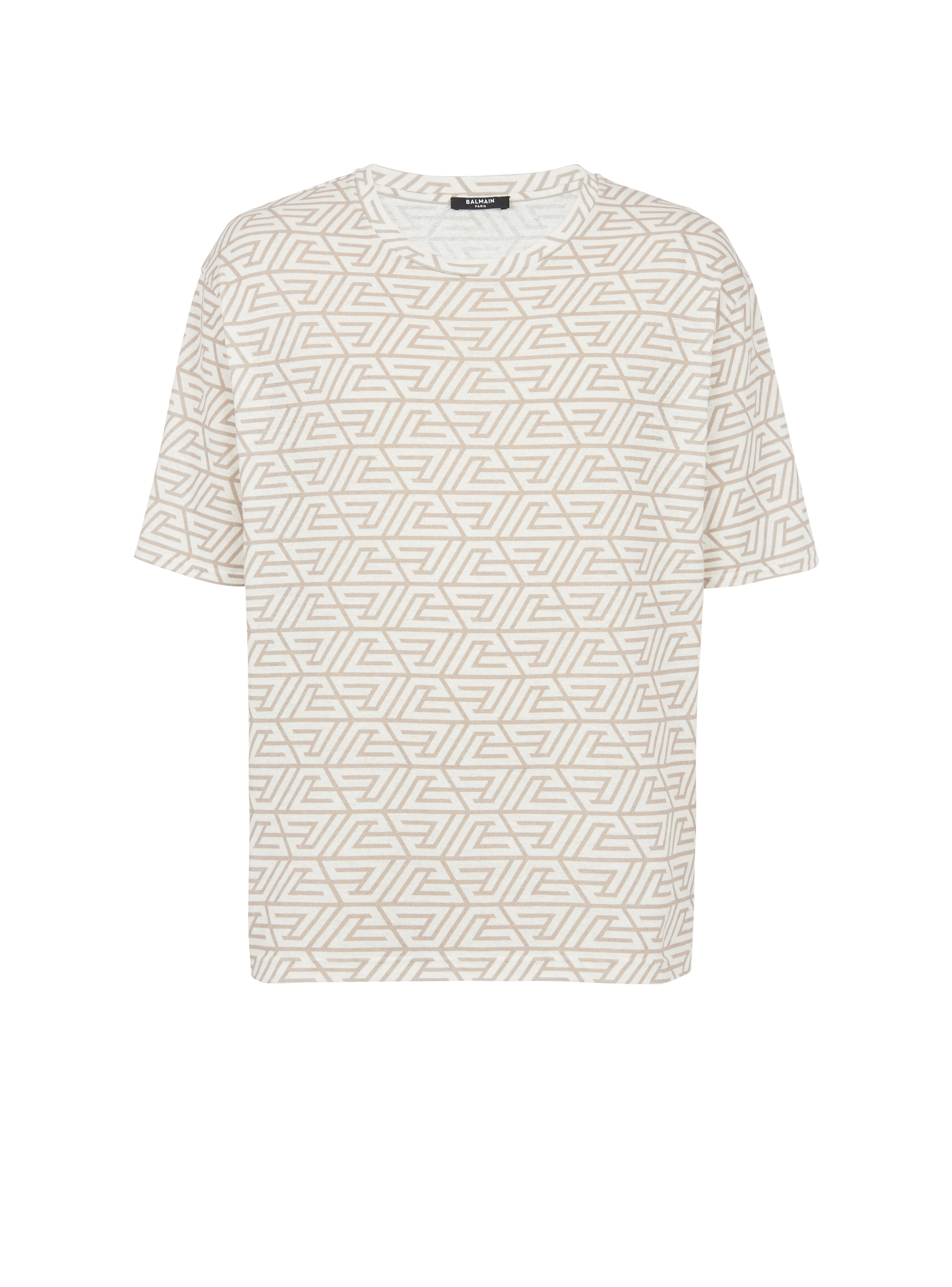 金字塔字母标识印花棉质T恤, khaki