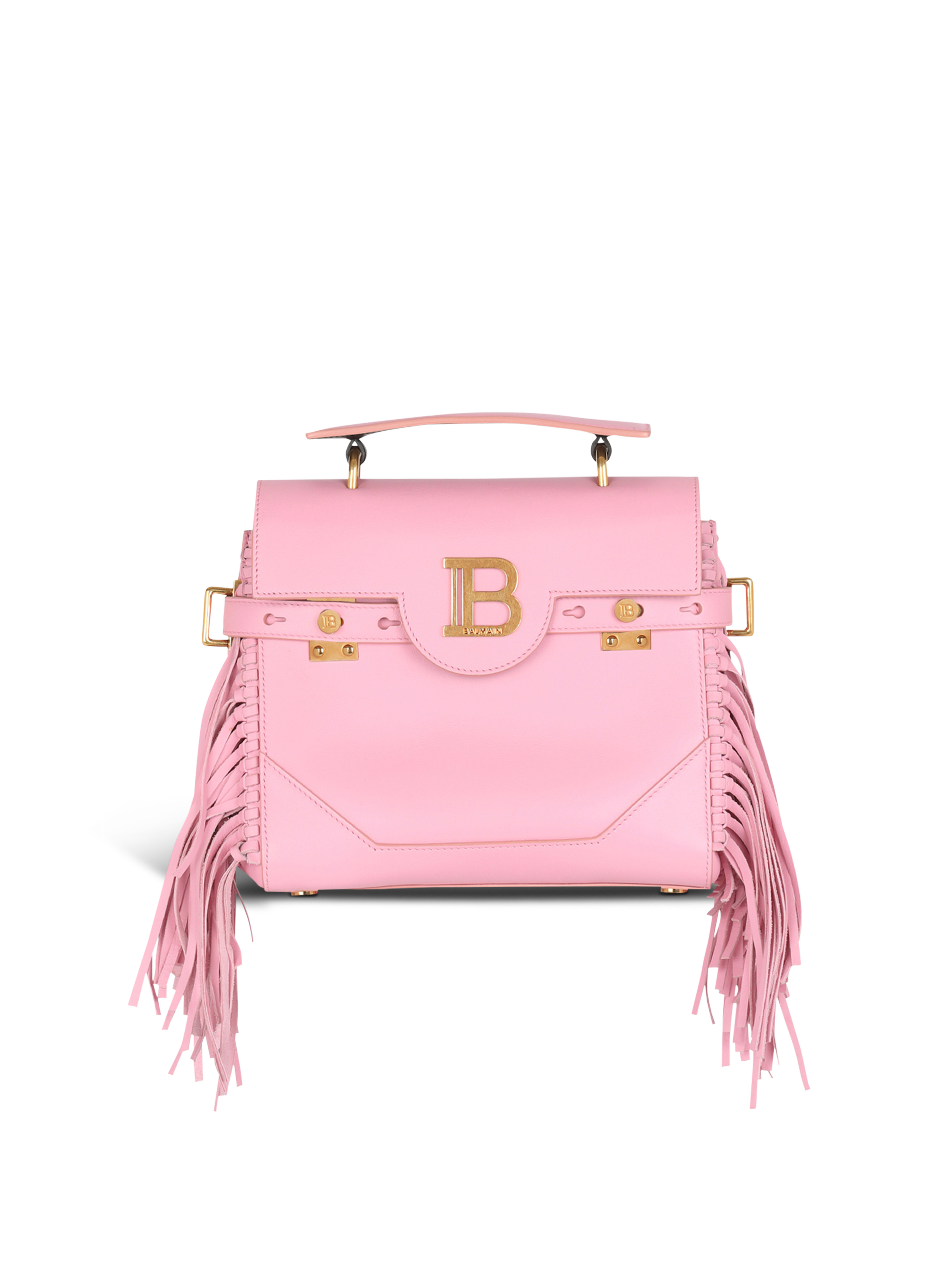 Smooth leather B-Buzz 23 bag with fringe, pink