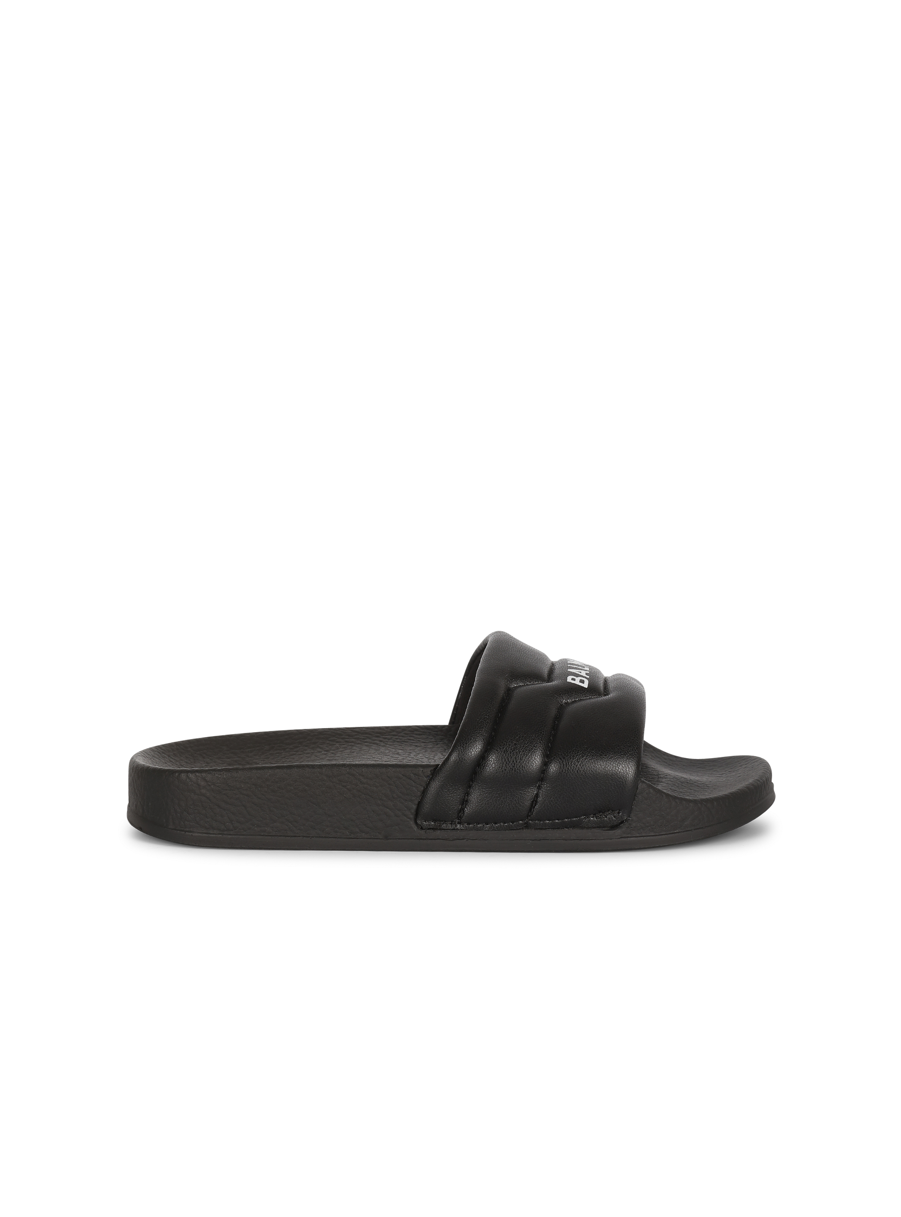 Flat Balmain logo sandals, black
