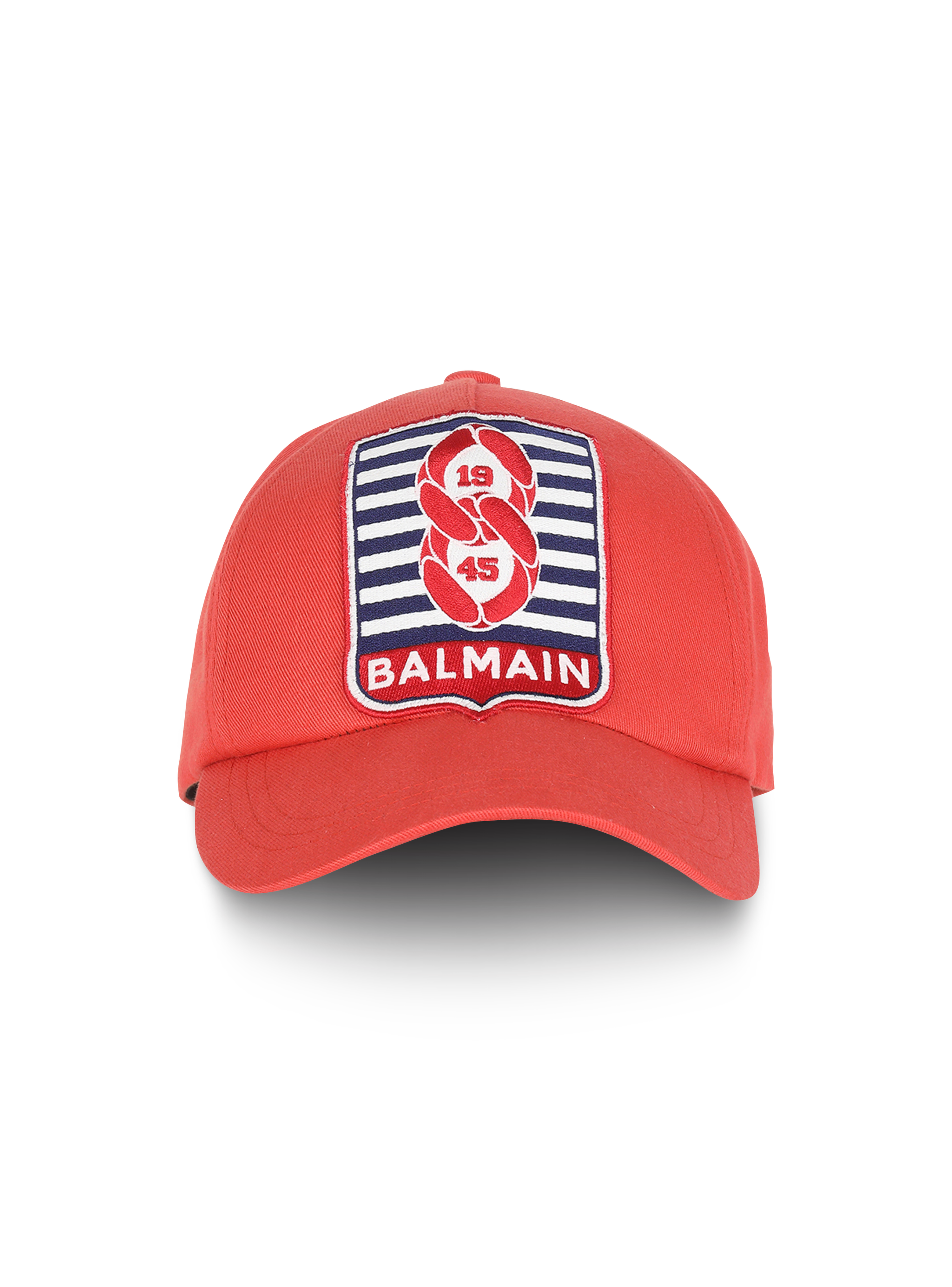 盛夏胶囊系列 - Balmain 交织字母徽章装饰棉质棒球帽, red