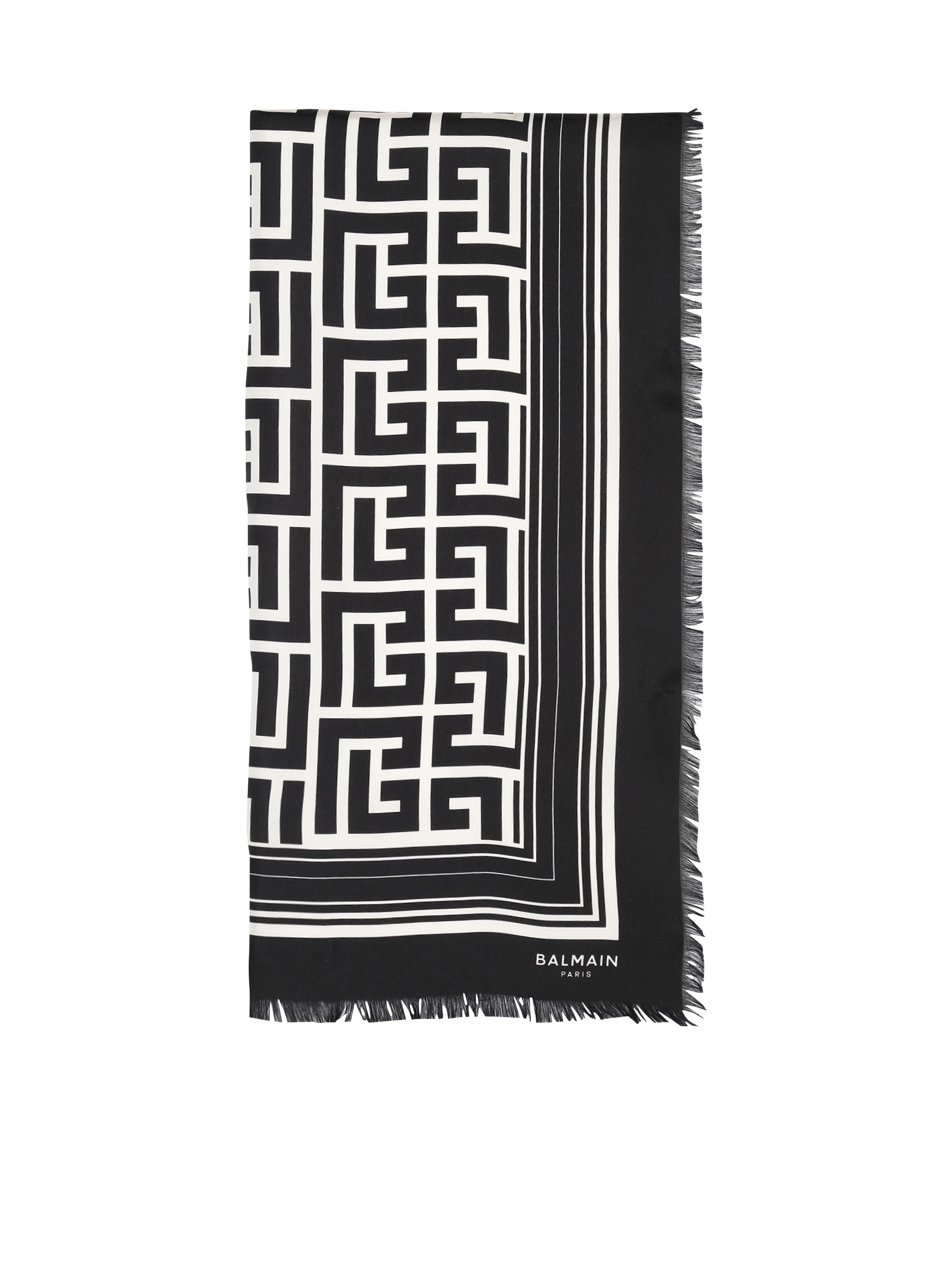 Silk monogrammed scarf, black