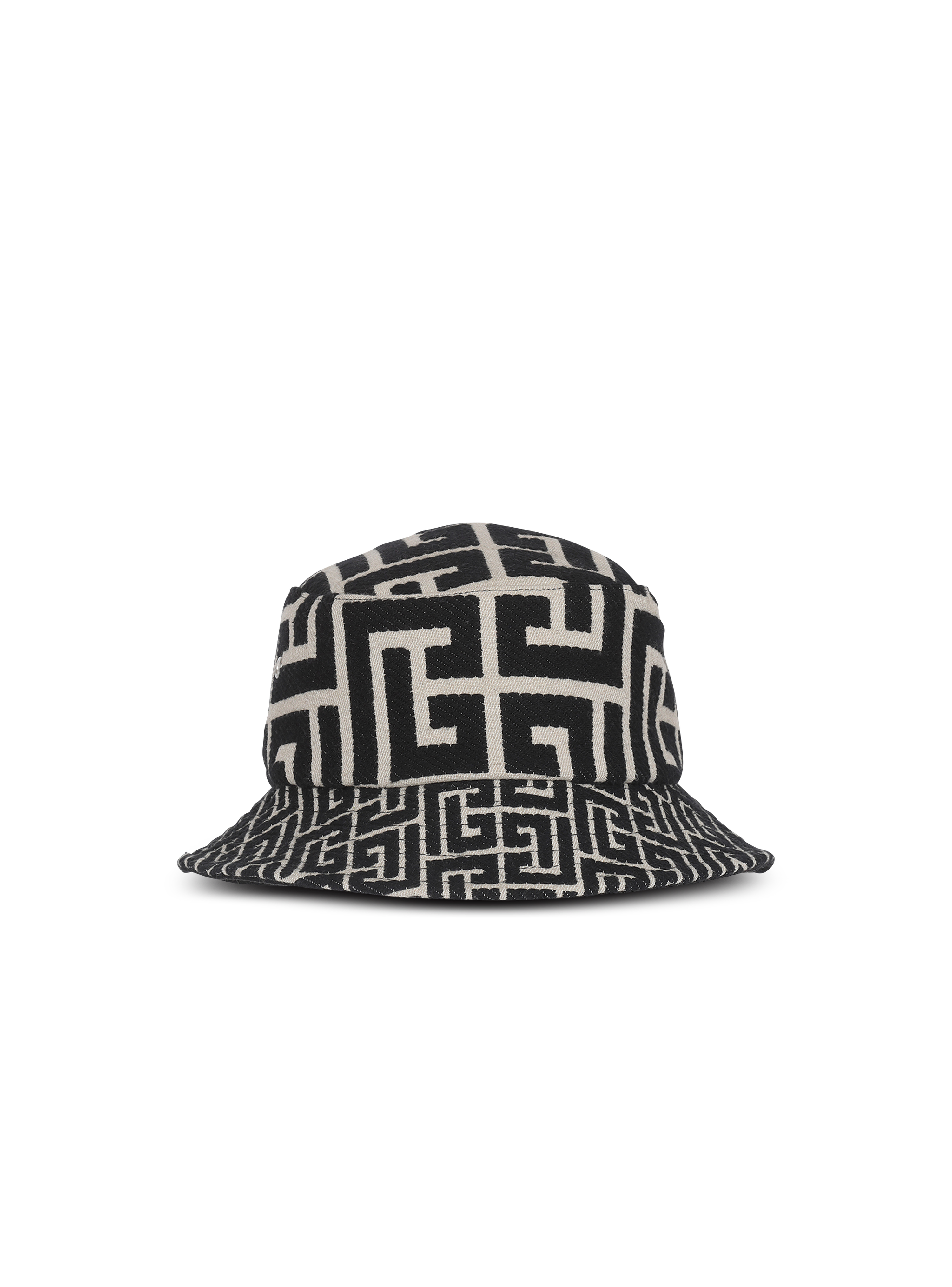 Cotton canvas bucket hat with Balmain Paris logo, black